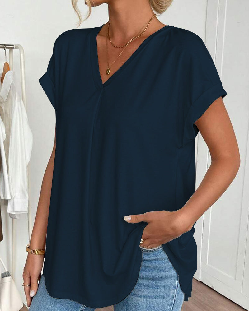 Casual T-Shirt Met Geplooide Achterkant | Navando 