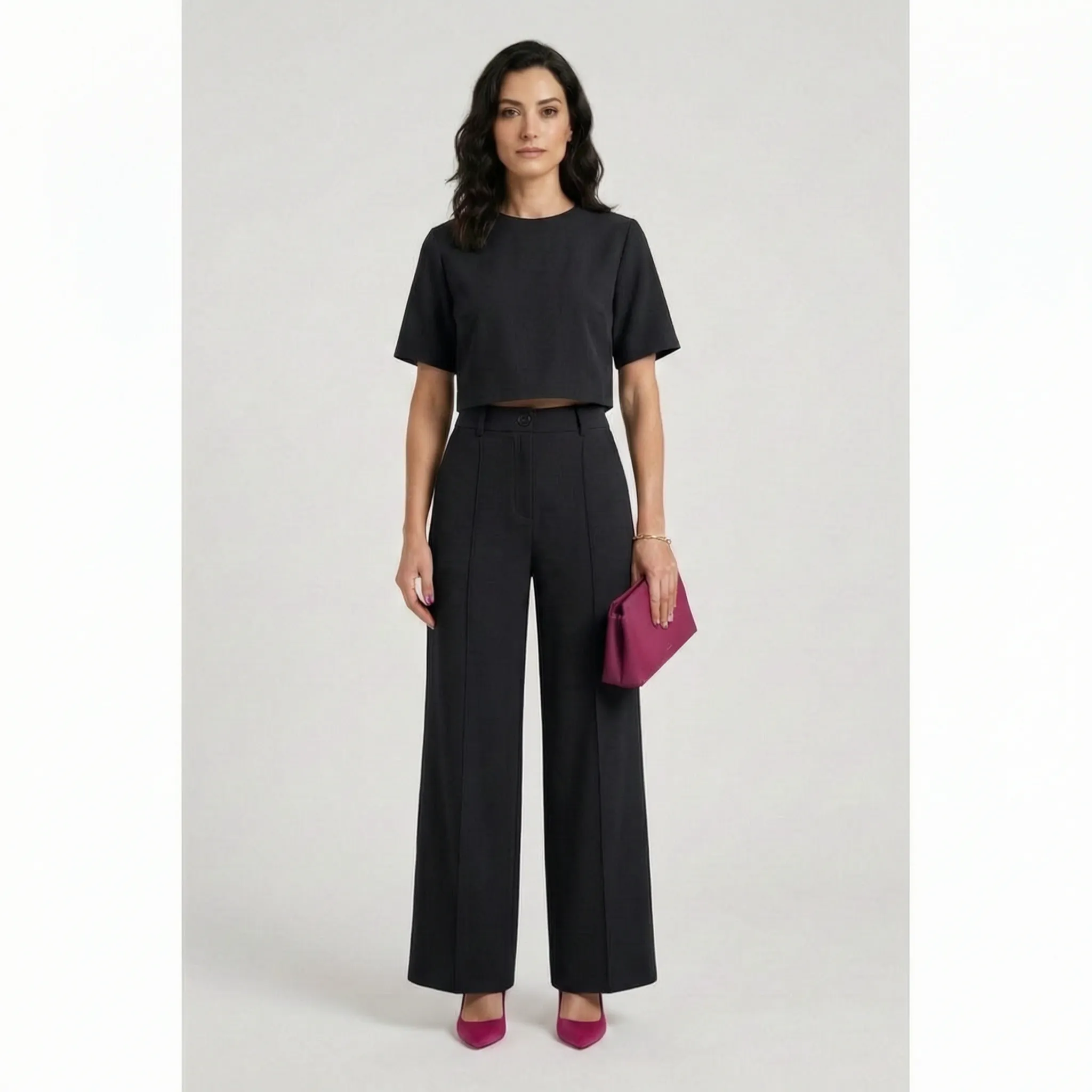 Casual Tweedelige Set Met Wijde Pijpen | Navando 
