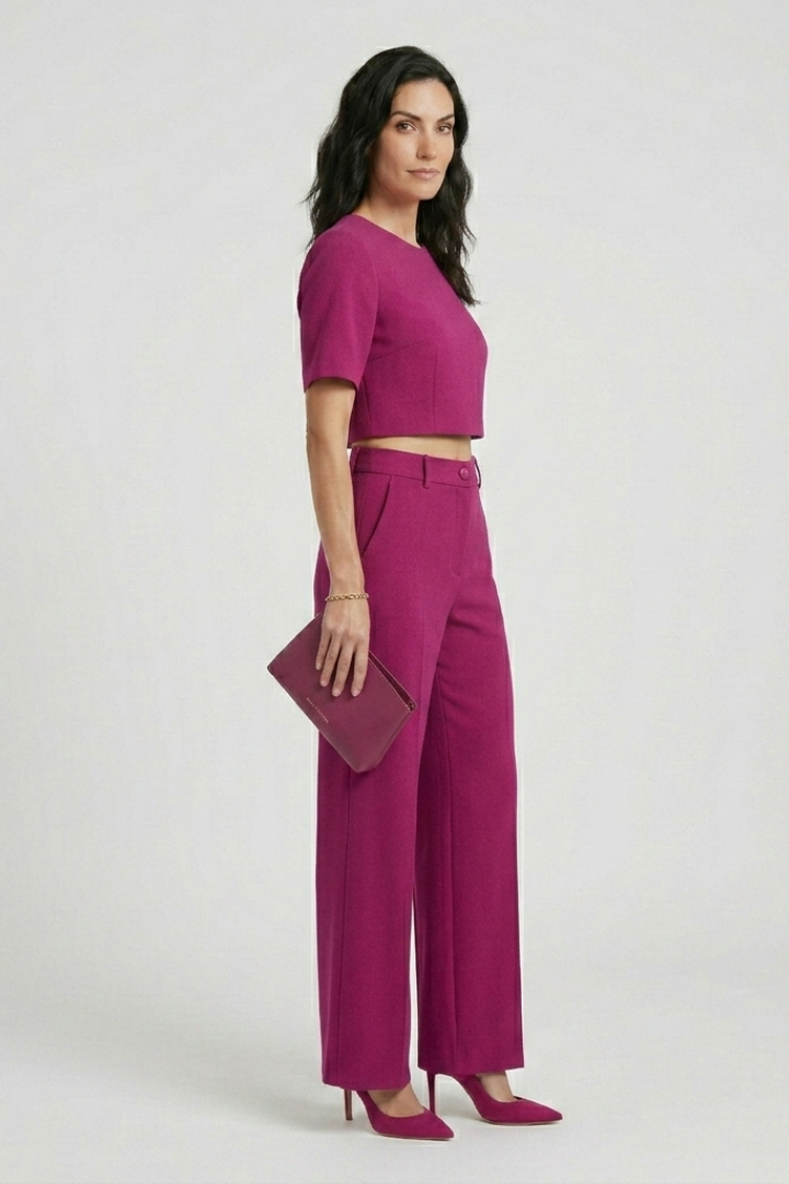 Casual Tweedelige Set Met Wijde Pijpen | Navando 