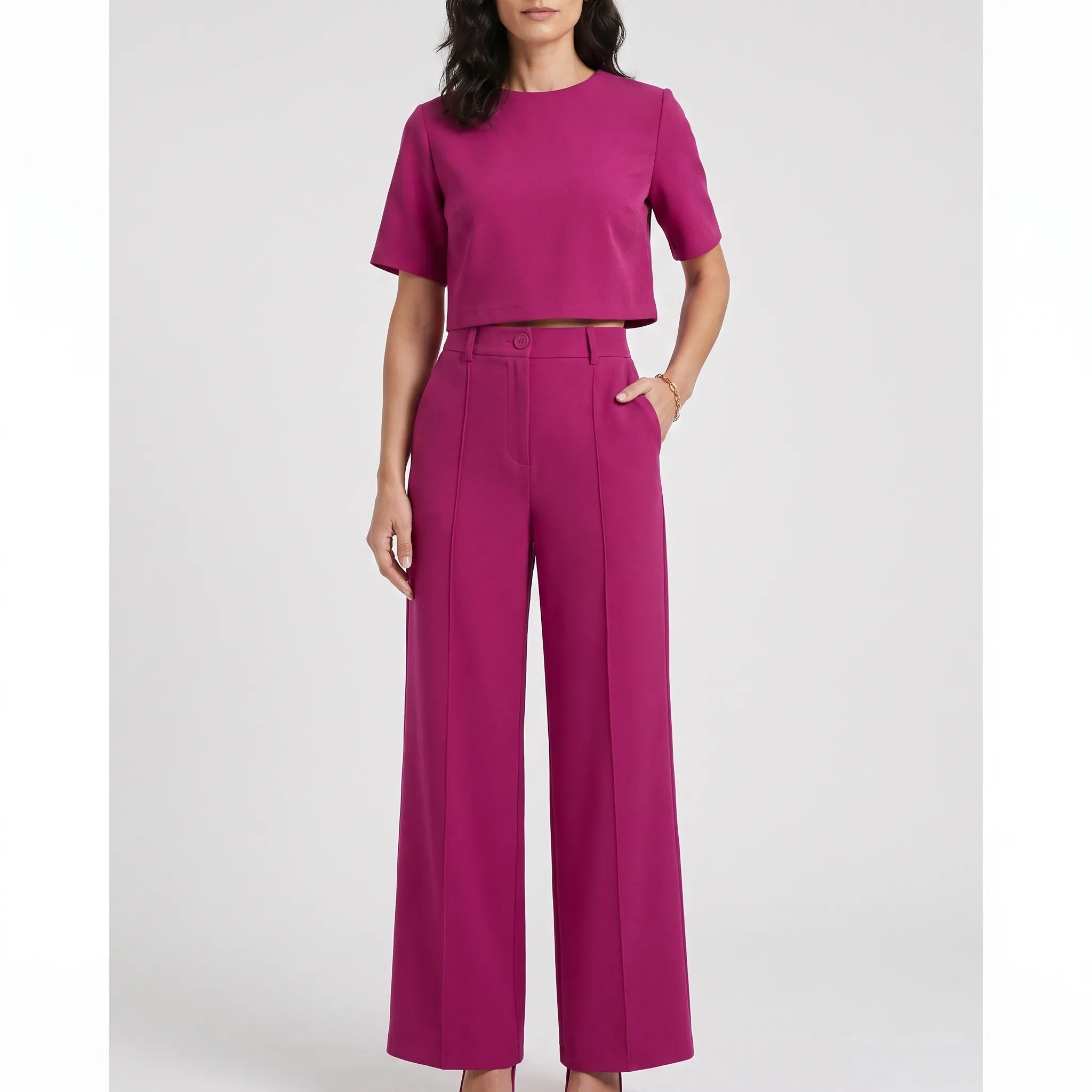 Casual Tweedelige Set Met Wijde Pijpen | Navando 