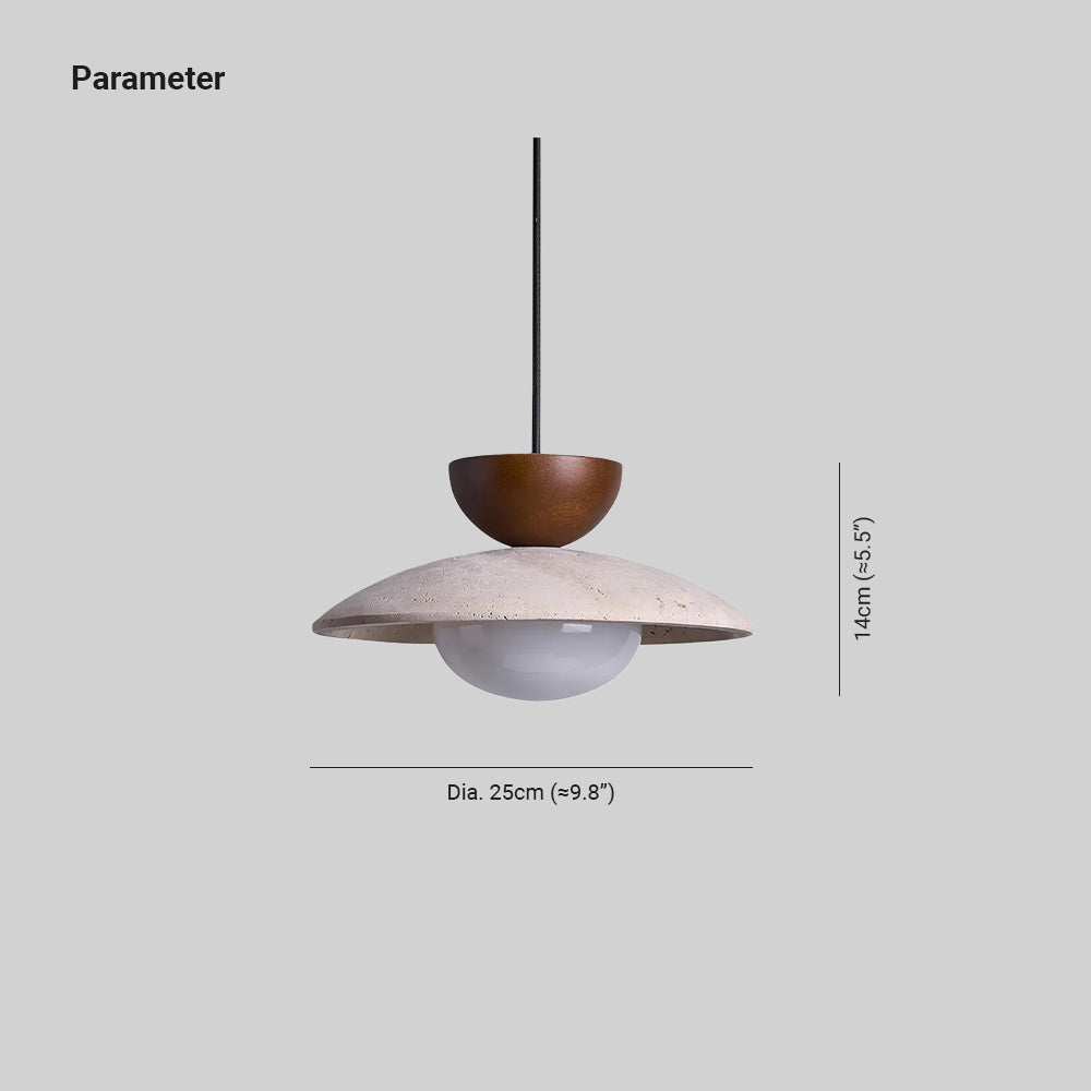 Cleo | Travertijn en houten hanglamp 3