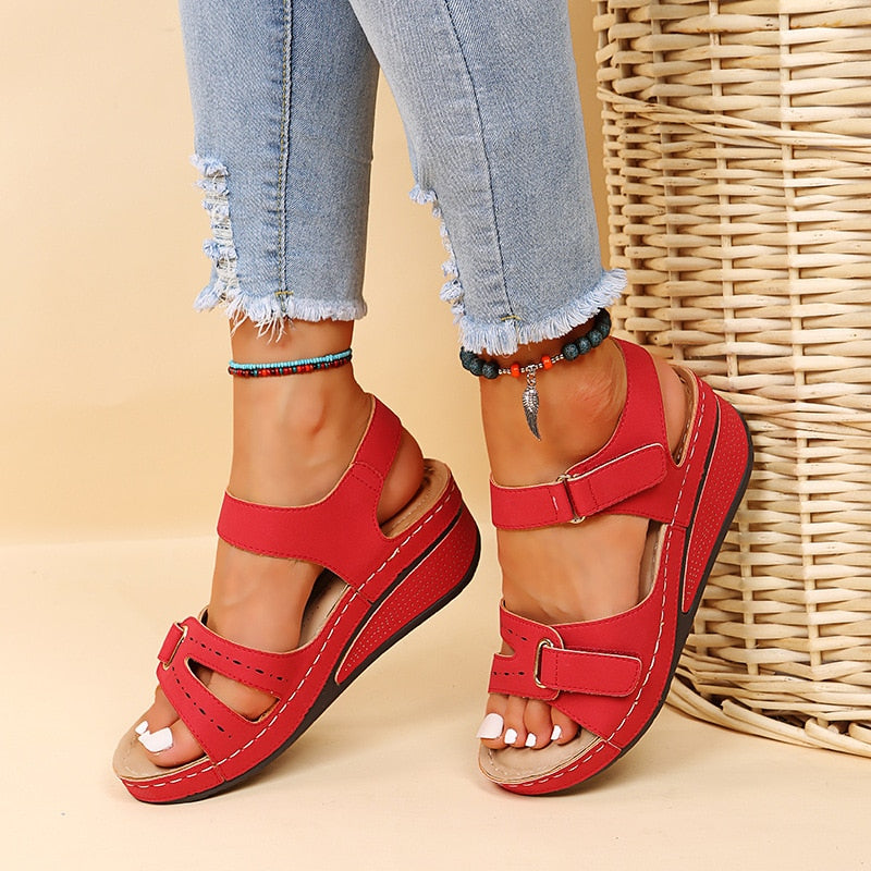Comfort | Wedge sandalen met klittenbandsluiting 3