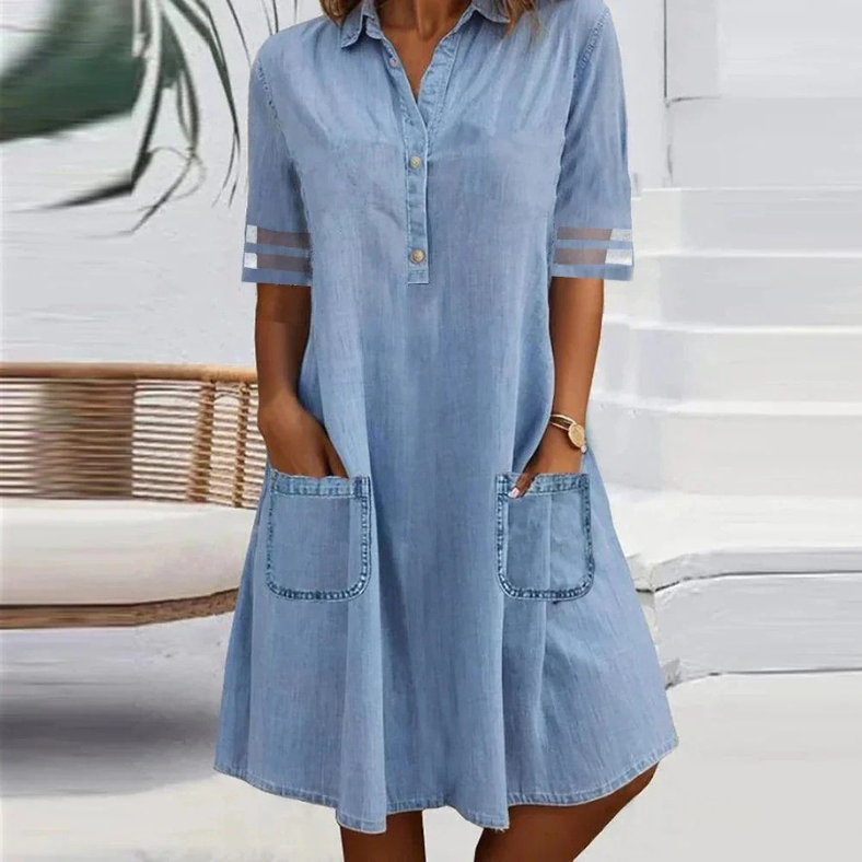 Comfortabele Casual Lichtblauwe Zomerjurk | Navando