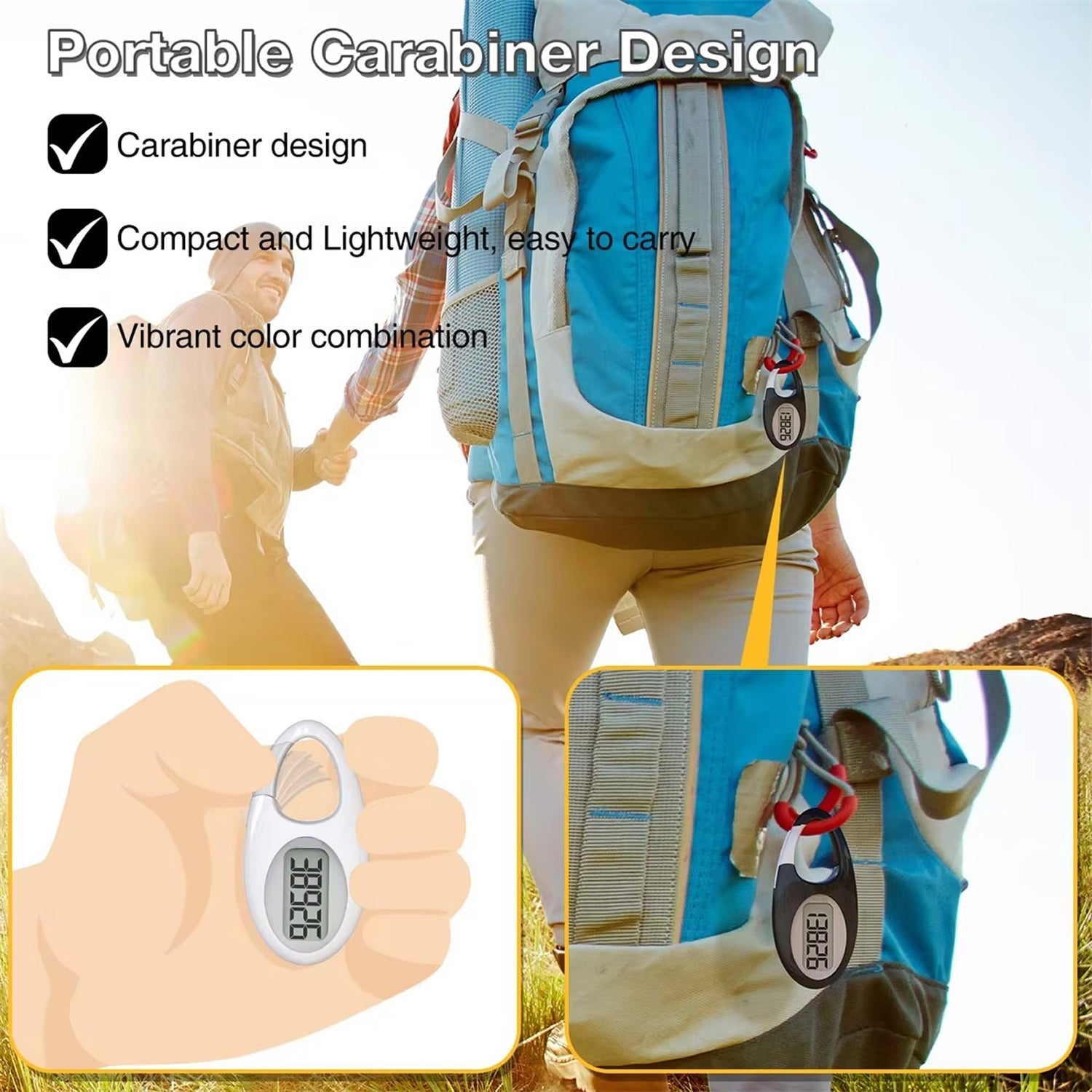 Compacte Digitale Stappenteller Met Karabijnhaak | Navando 