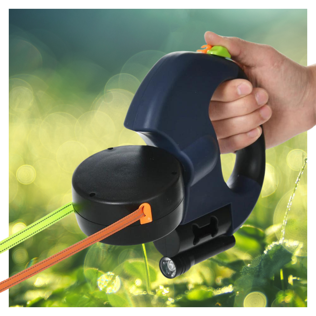 Dubbele intrekbare hondenriem met LED-lampje | Kluwenvrij en ergonomisch ontwerp 0