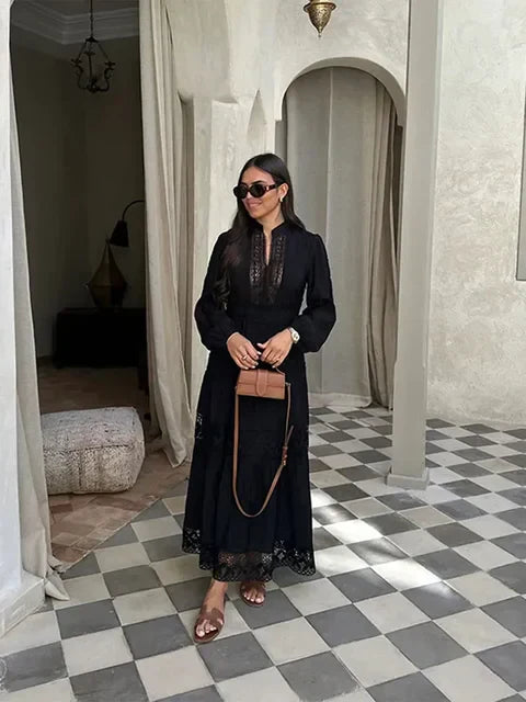 Khloe - Boho Stijlvolle Maxi Jurk met Lange Mouwen voor Dames