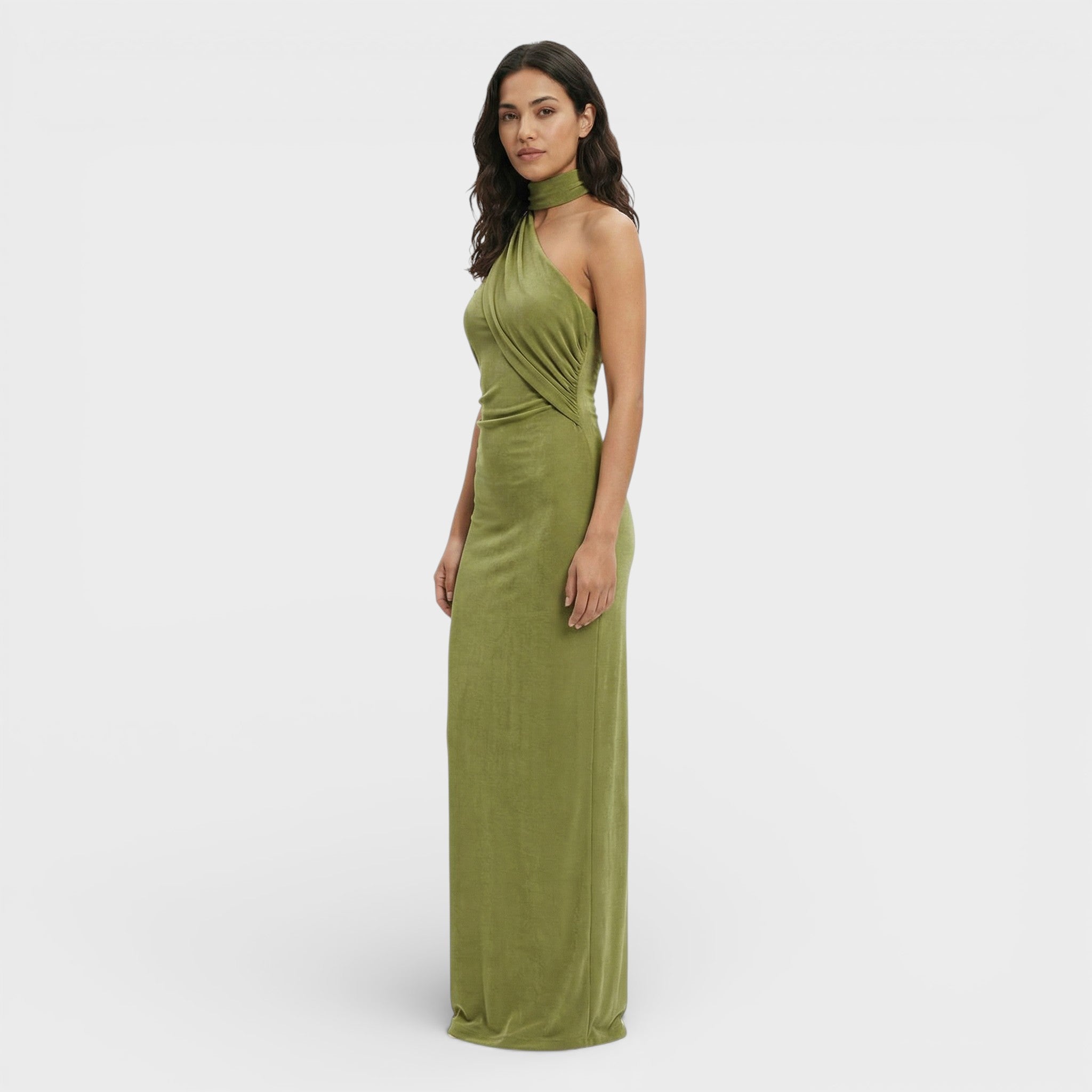 Elegant | Halter maxi jurk met ruches 0