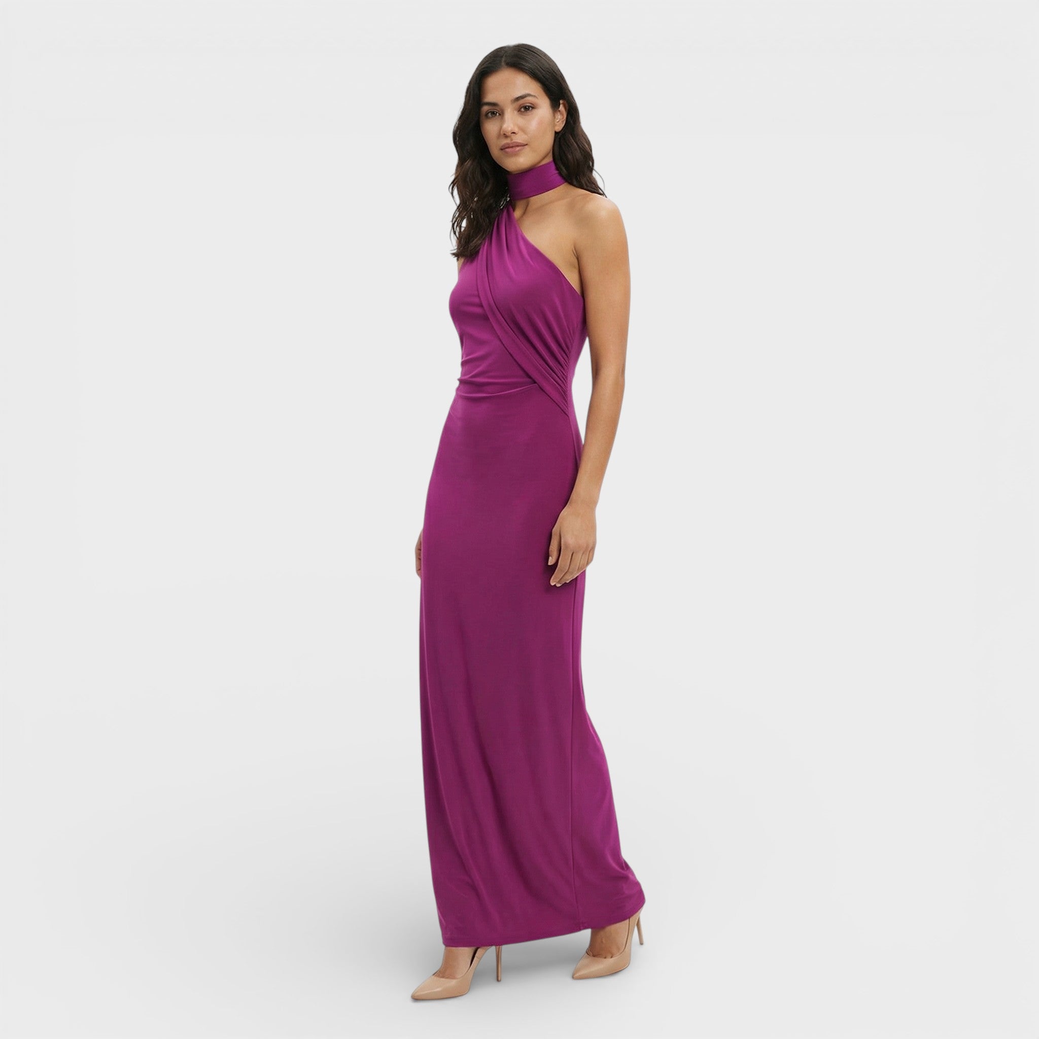 Elegant | Halter maxi jurk met ruches 7