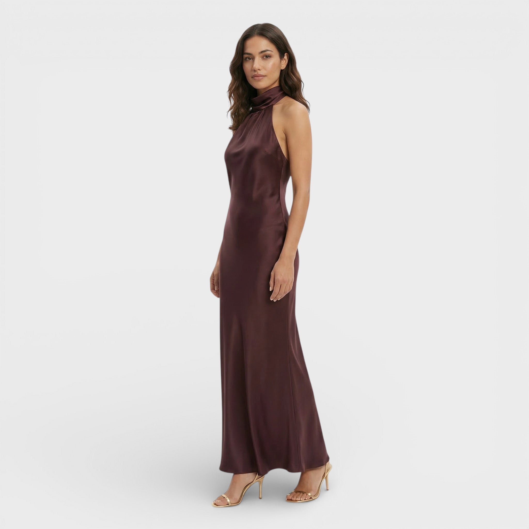 Elegant | Halter satijnen maxi jurk met open rug 1