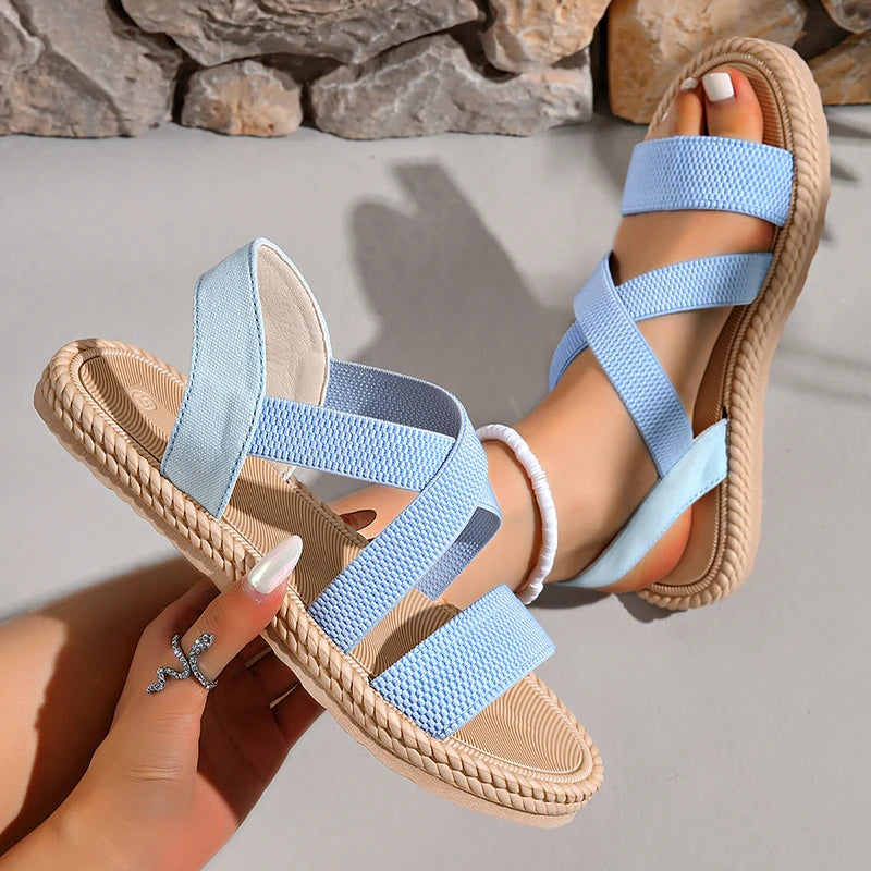 Elegante Beige Espadrilles Met Gekruiste Bandjes | Navando 