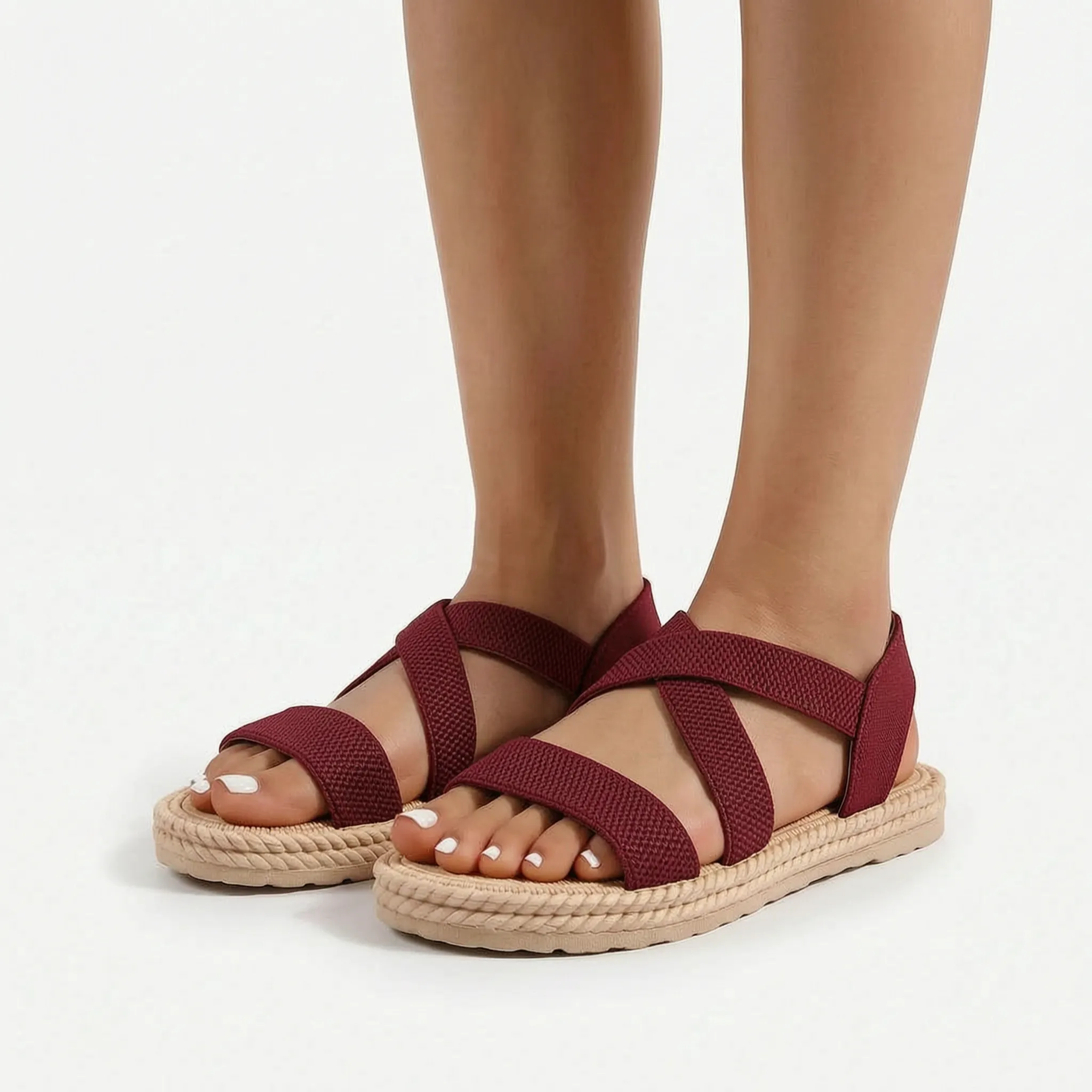 Elegante Beige Espadrilles Met Gekruiste Bandjes | Navando 