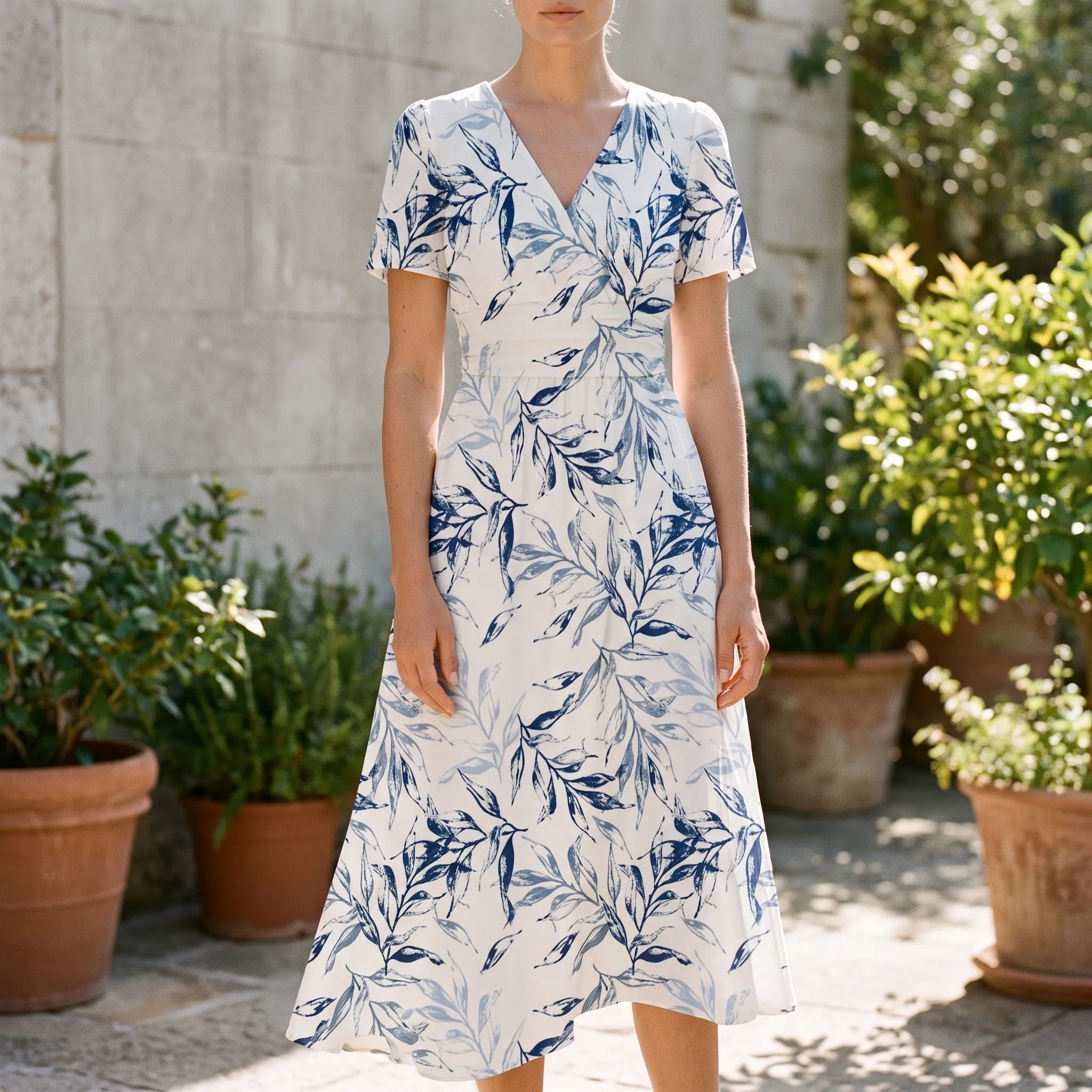 Elegante Damesjurk Met Botanische Print | Navando 