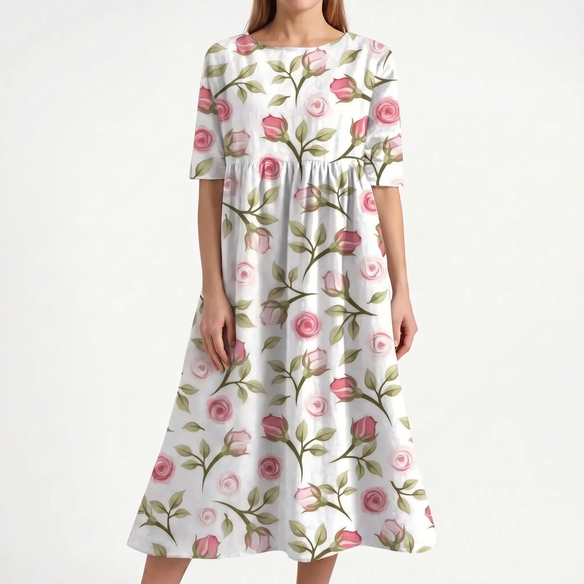 Elegante Damesjurk Met Verfijnd Bloemenpatroon | Navando 