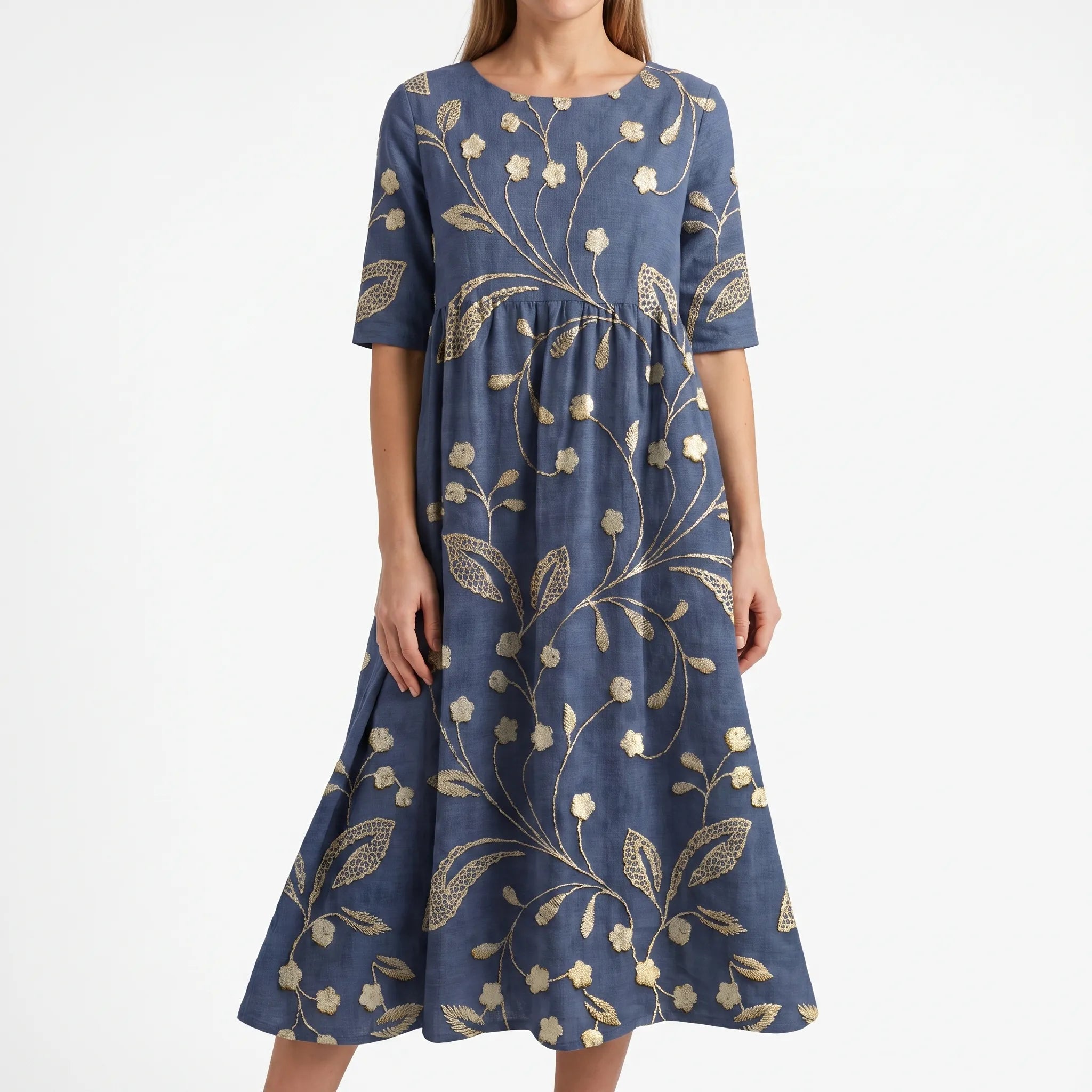 Elegante Damesjurk Met Verfijnd Bloemenpatroon | Navando 