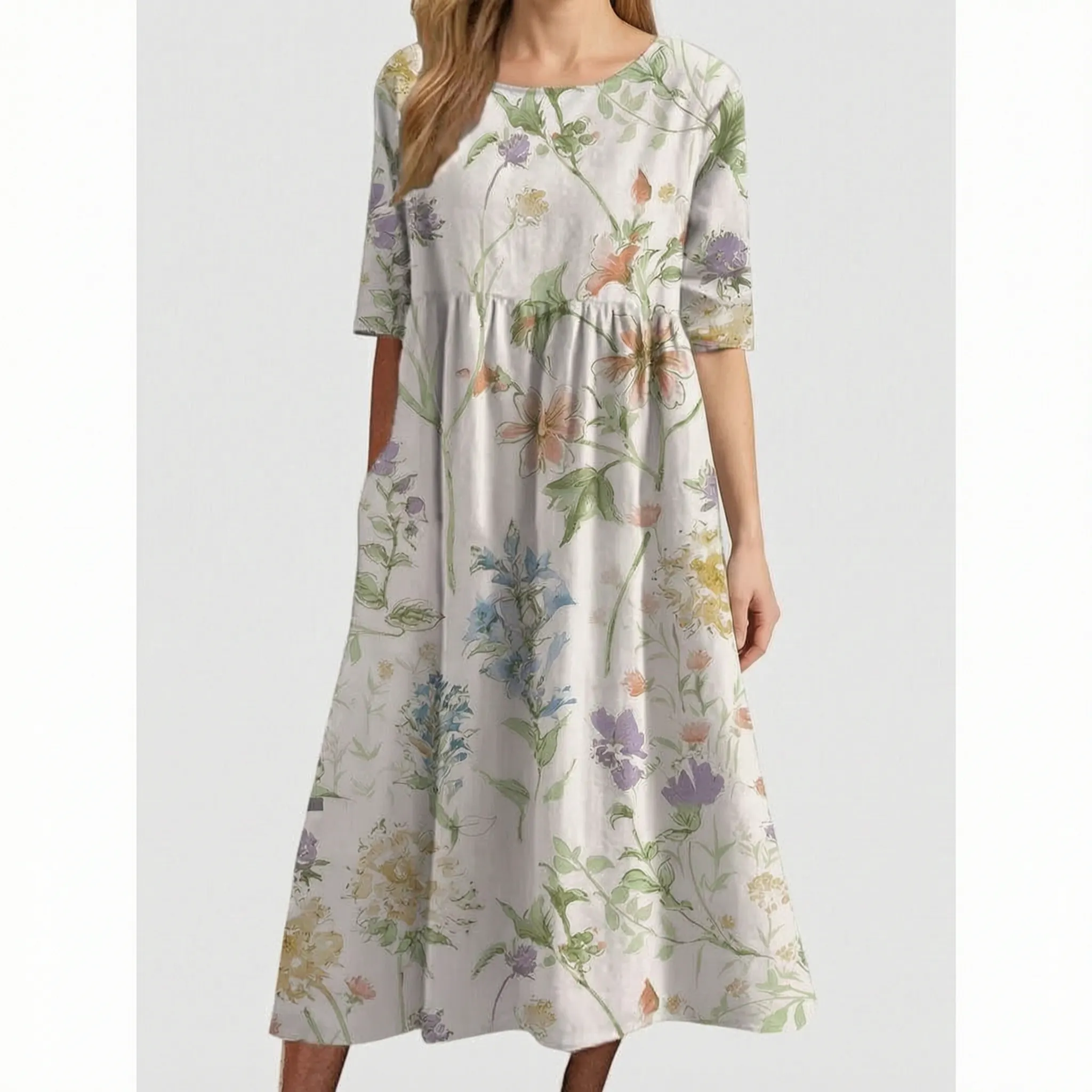 Elegante Damesjurk Met Verfijnd Bloemenpatroon | Navando 