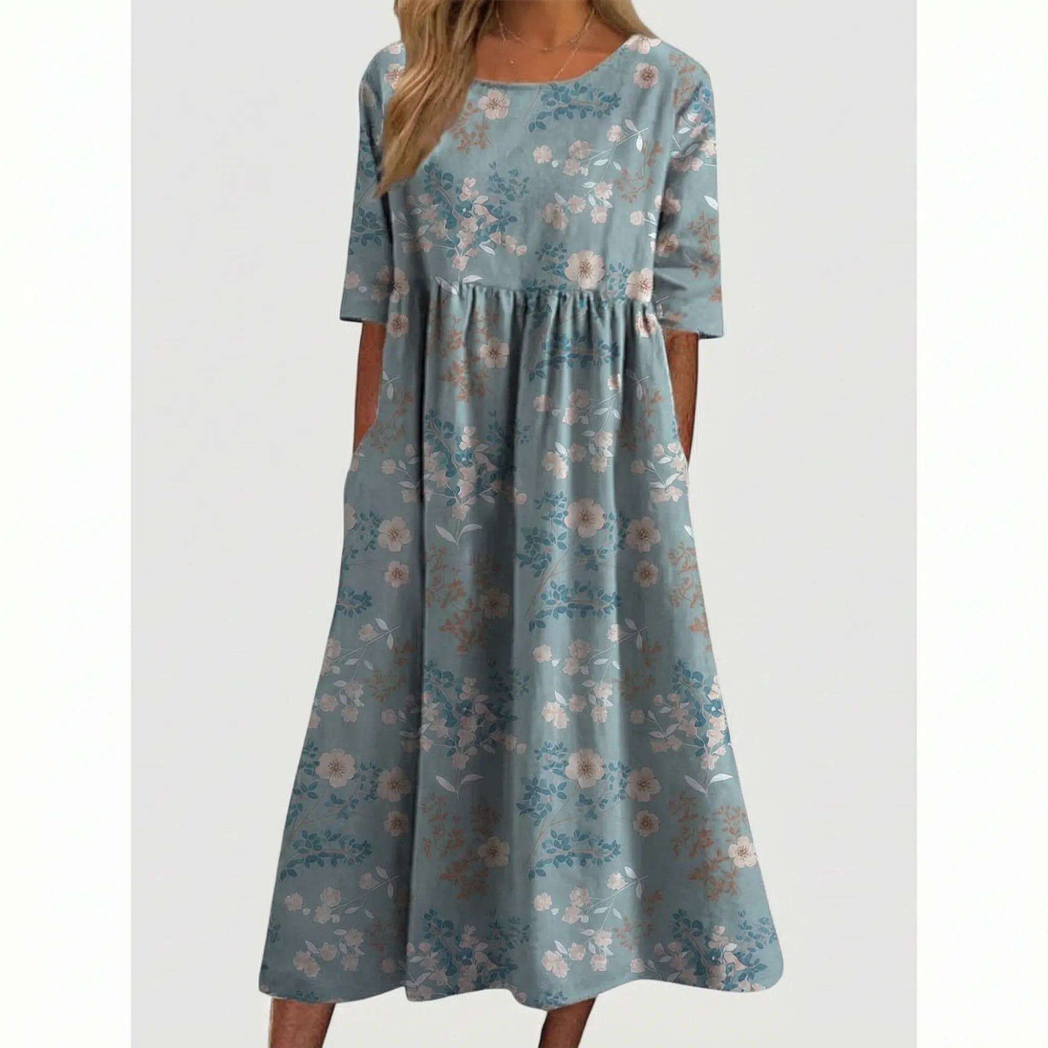 Elegante Damesjurk Met Verfijnd Bloemenpatroon | Navando 