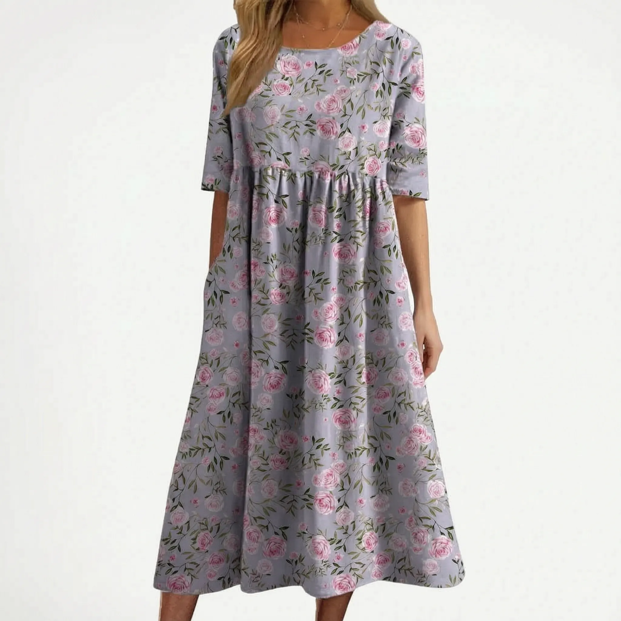 Elegante Damesjurk Met Verfijnd Bloemenpatroon | Navando 