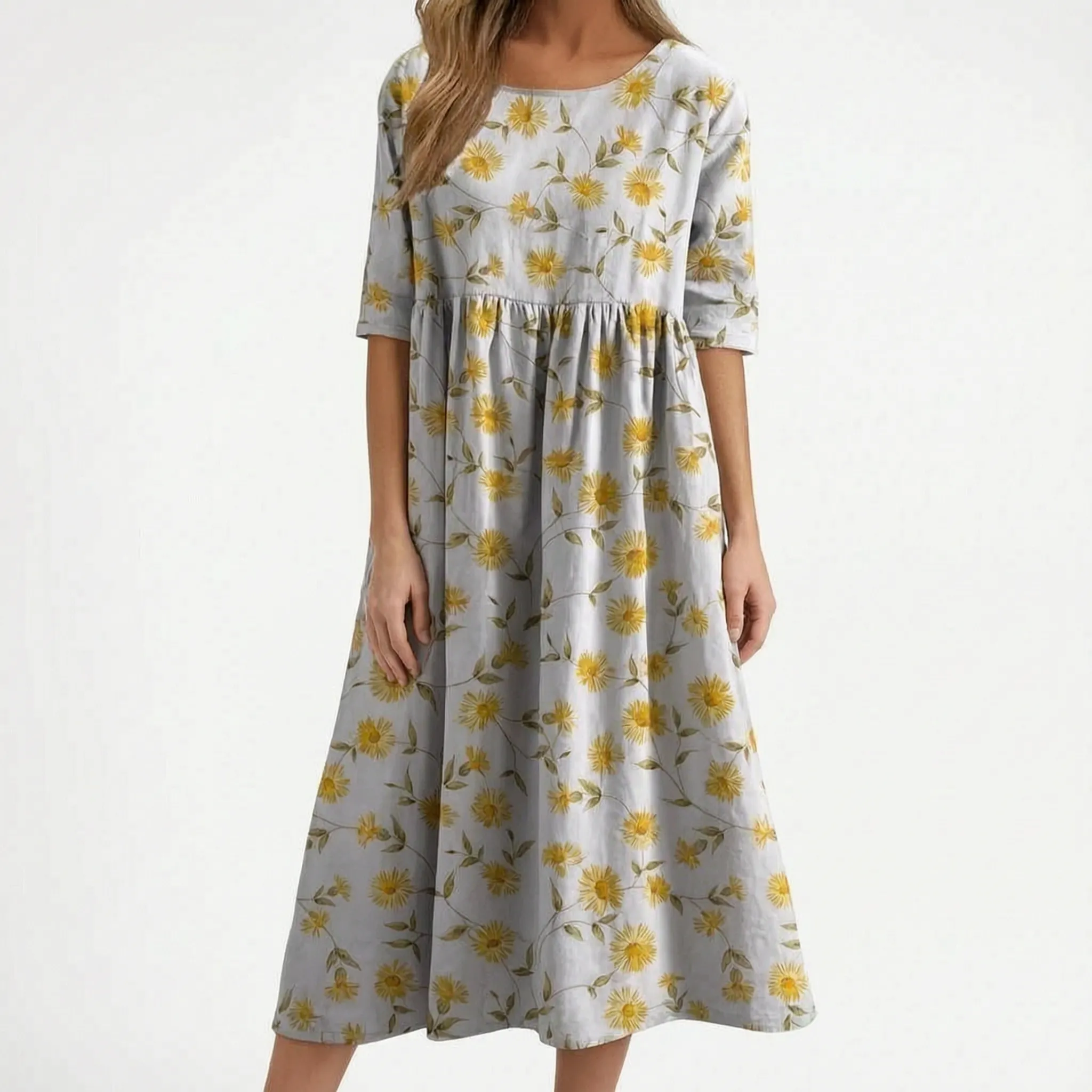 Elegante Damesjurk Met Verfijnd Bloemenpatroon | Navando 