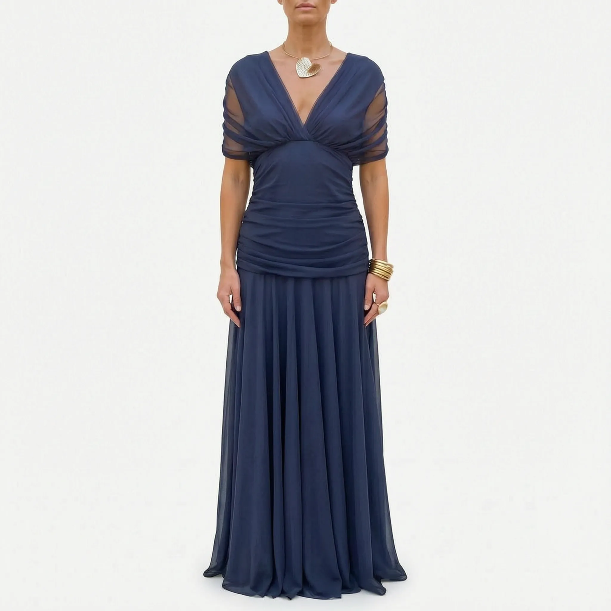 Elegante Geplooide Avondjurk | Navando 