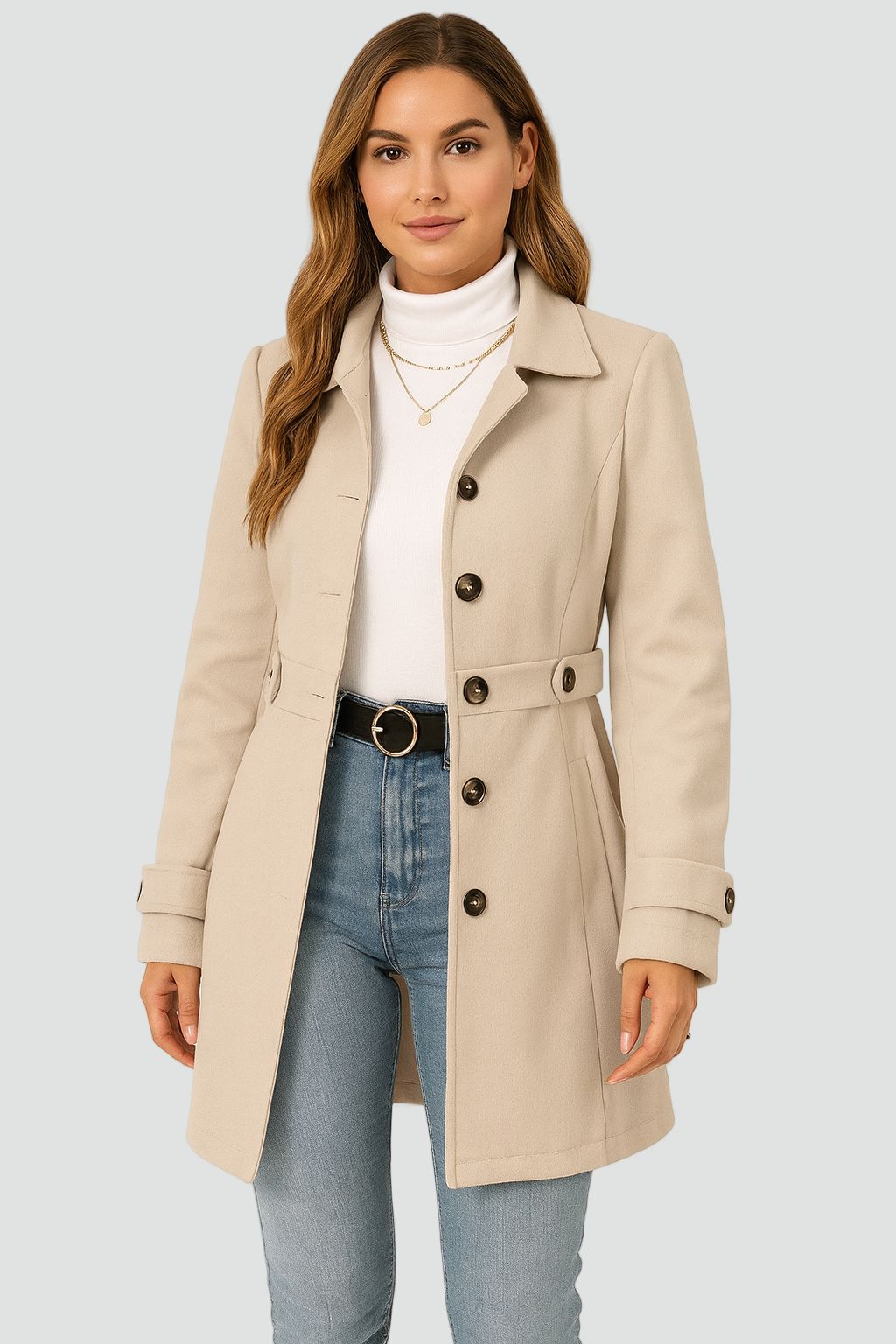 Elegante Getailleerde Trenchcoat | Navando