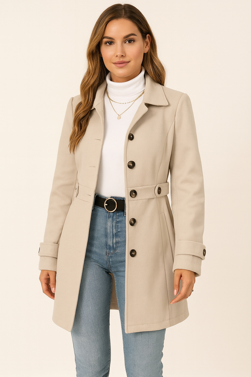 Elegante Getailleerde Trenchcoat | Navando