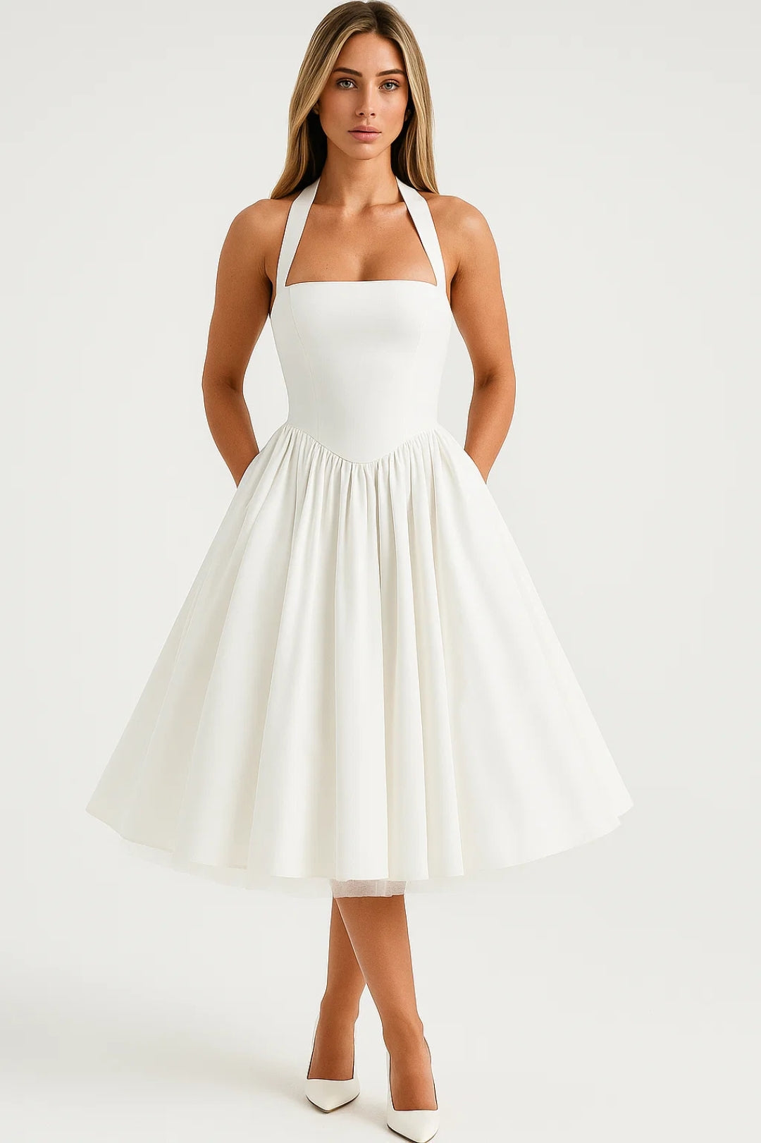 Elegante Halterjurk Met Wijde Rok | Navando