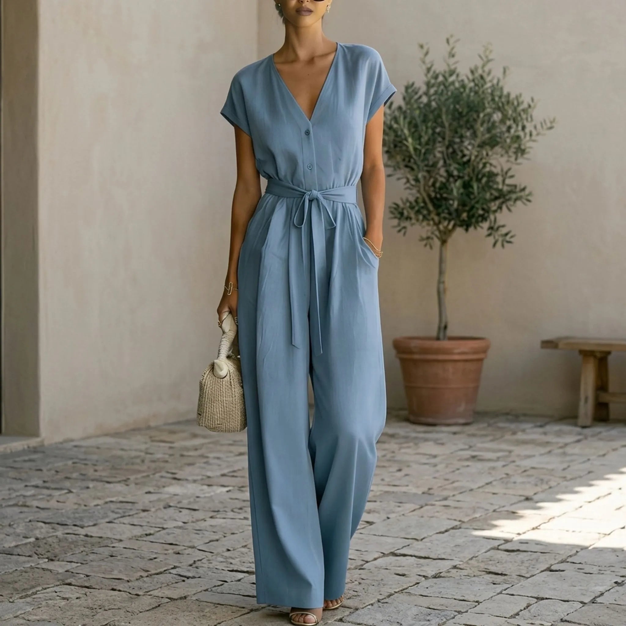Elegante Jumpsuit Met Wijde Pijpen | Navando 