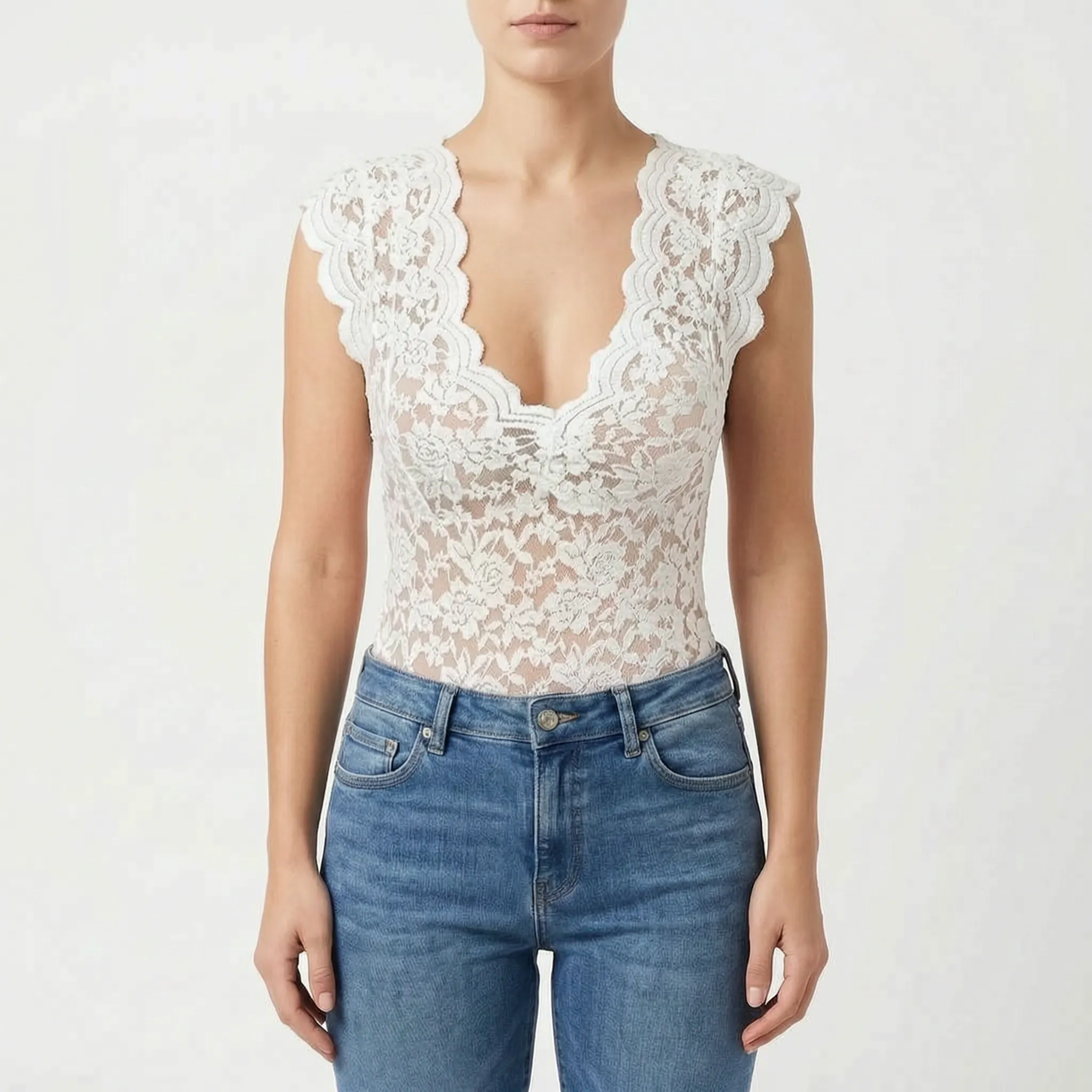 Elegante Kanten Top Met Bloemenmotief | Navando 