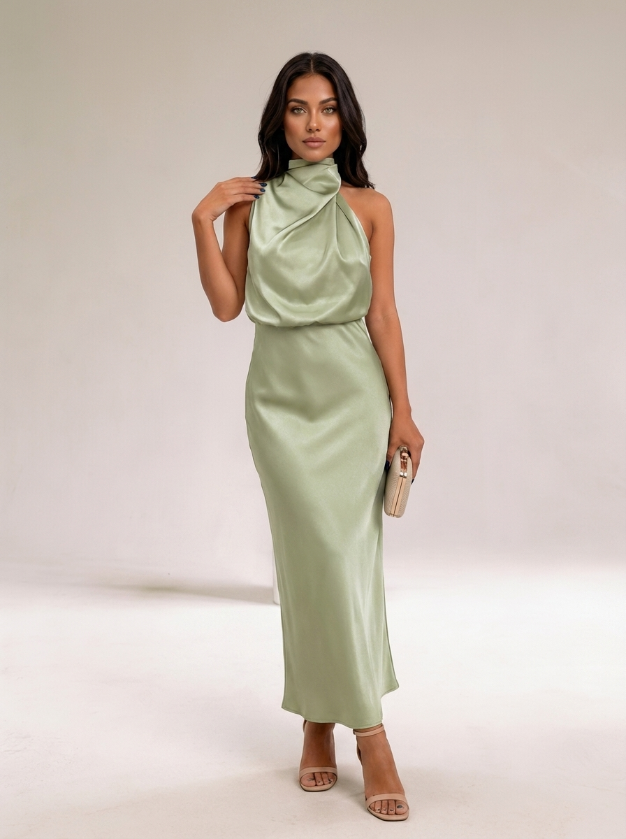Elegante Midi-Jurk Met Halternek | Navando