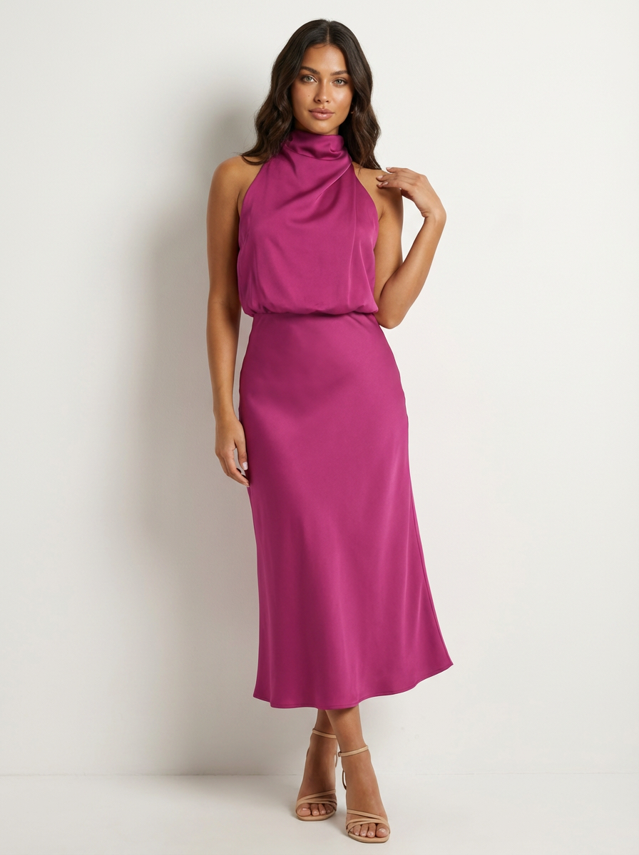 Elegante Midi-Jurk Met Halternek | Navando