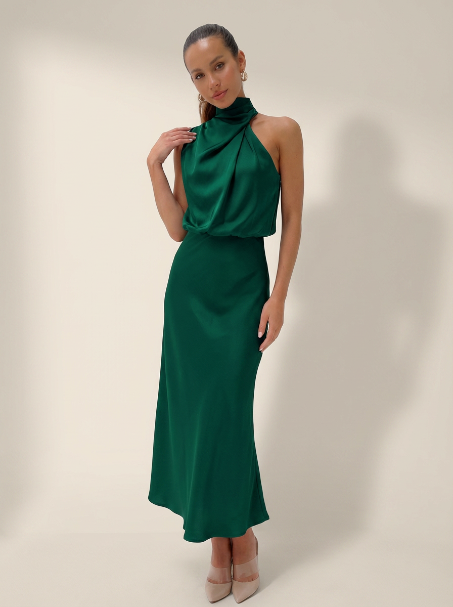 Elegante Midi-Jurk Met Halternek | Navando