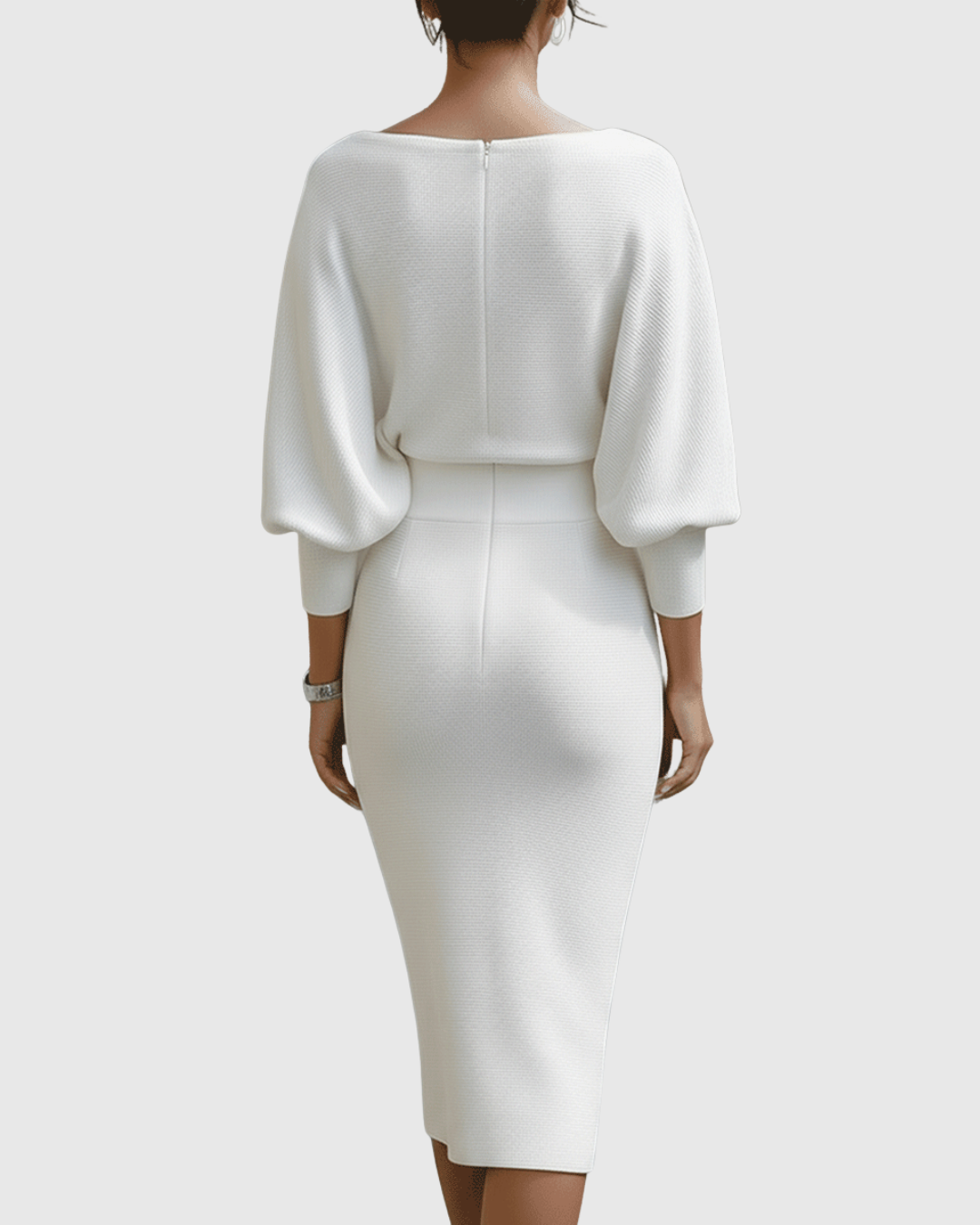 Elegante Midi-Jurk Met Lange Mouwen | Navando