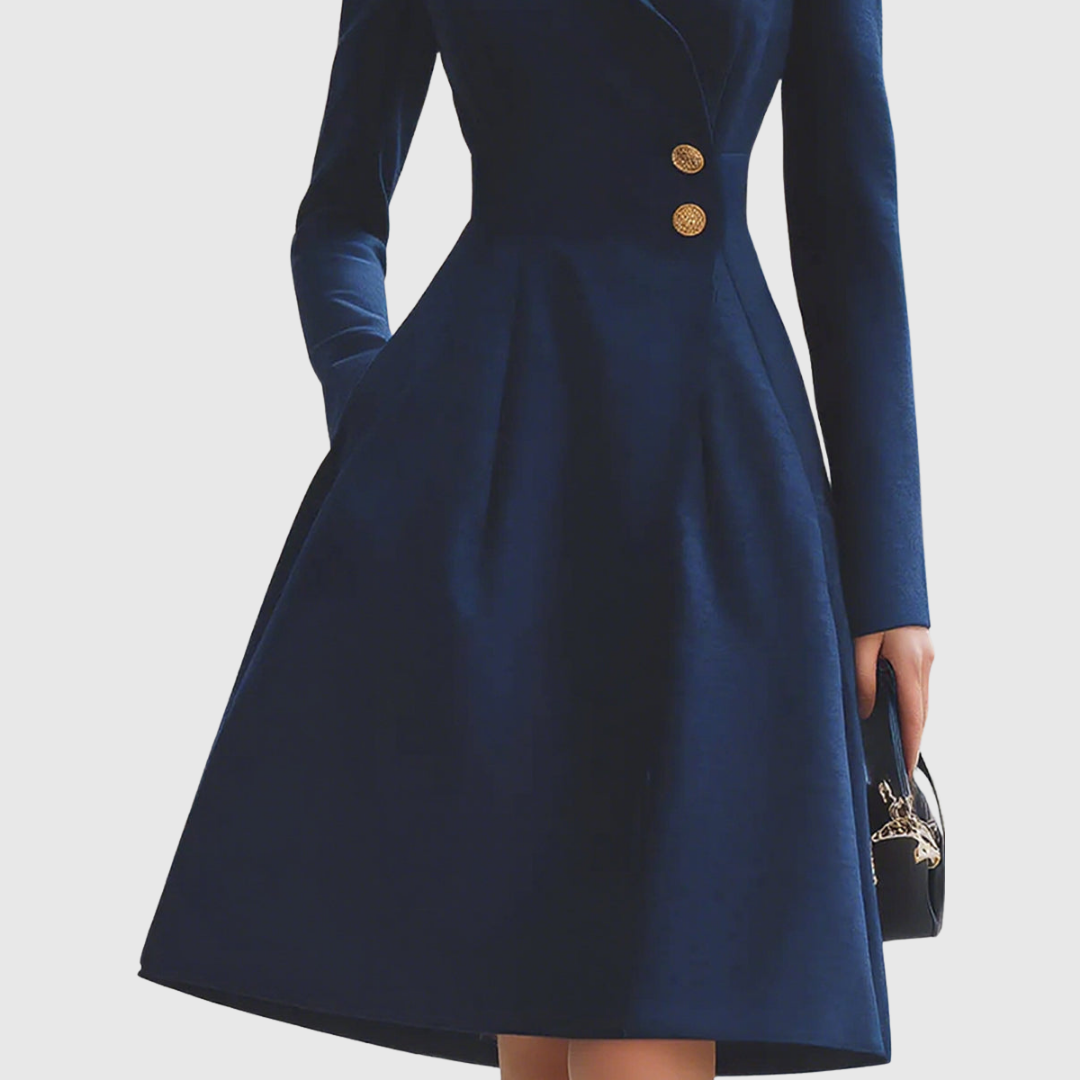 Elegante Midi-Jurk Met Lange Mouwen | Navando