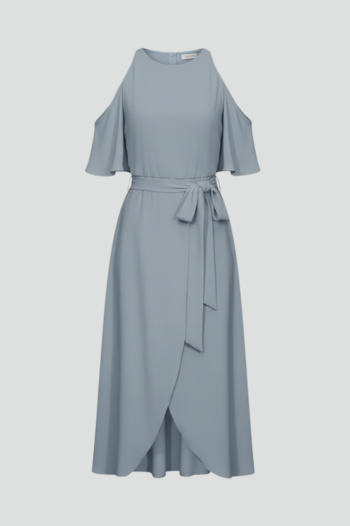 Elegante Midi-Jurk Met Overslagzoom | Navando 