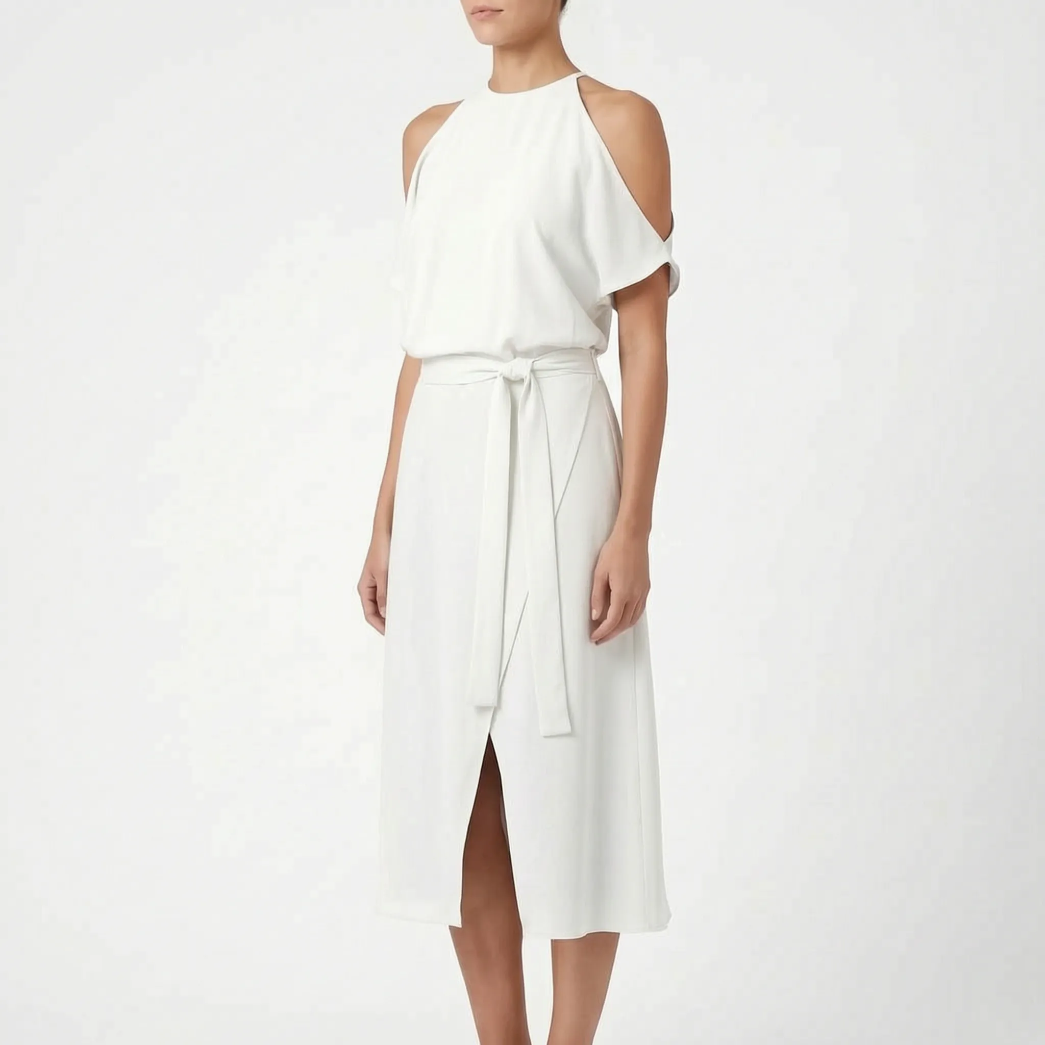 Elegante Midi-Jurk Met Overslagzoom | Navando 