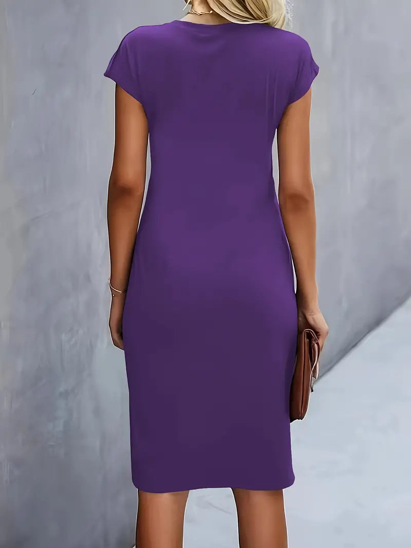 Elegante Midi-Jurk Met Ronde Hals | Navando 
