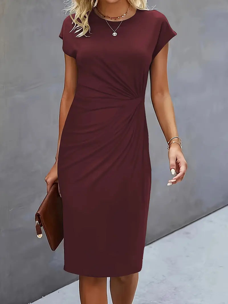 Elegante Midi-Jurk Met Ronde Hals | Navando 