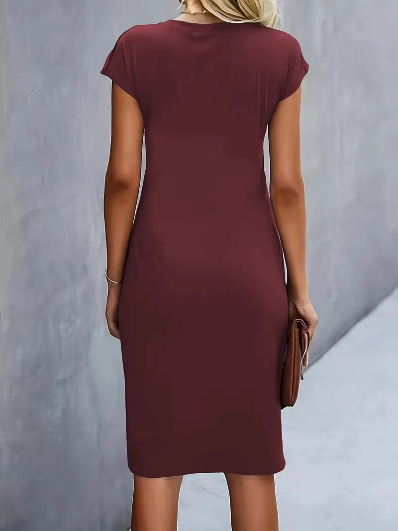 Elegante Midi-Jurk Met Ronde Hals | Navando 
