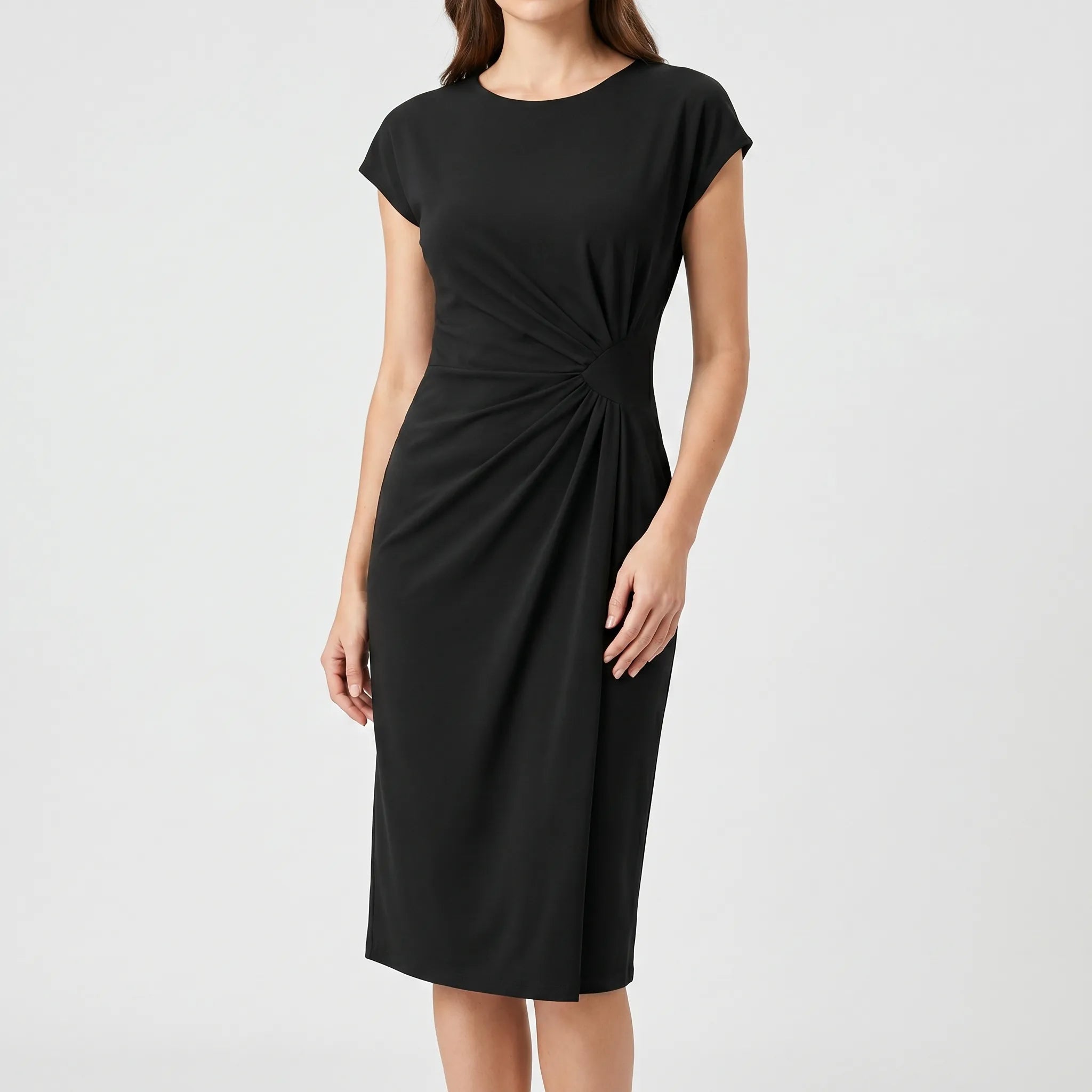 Elegante Midi-Jurk Met Ronde Hals | Navando 