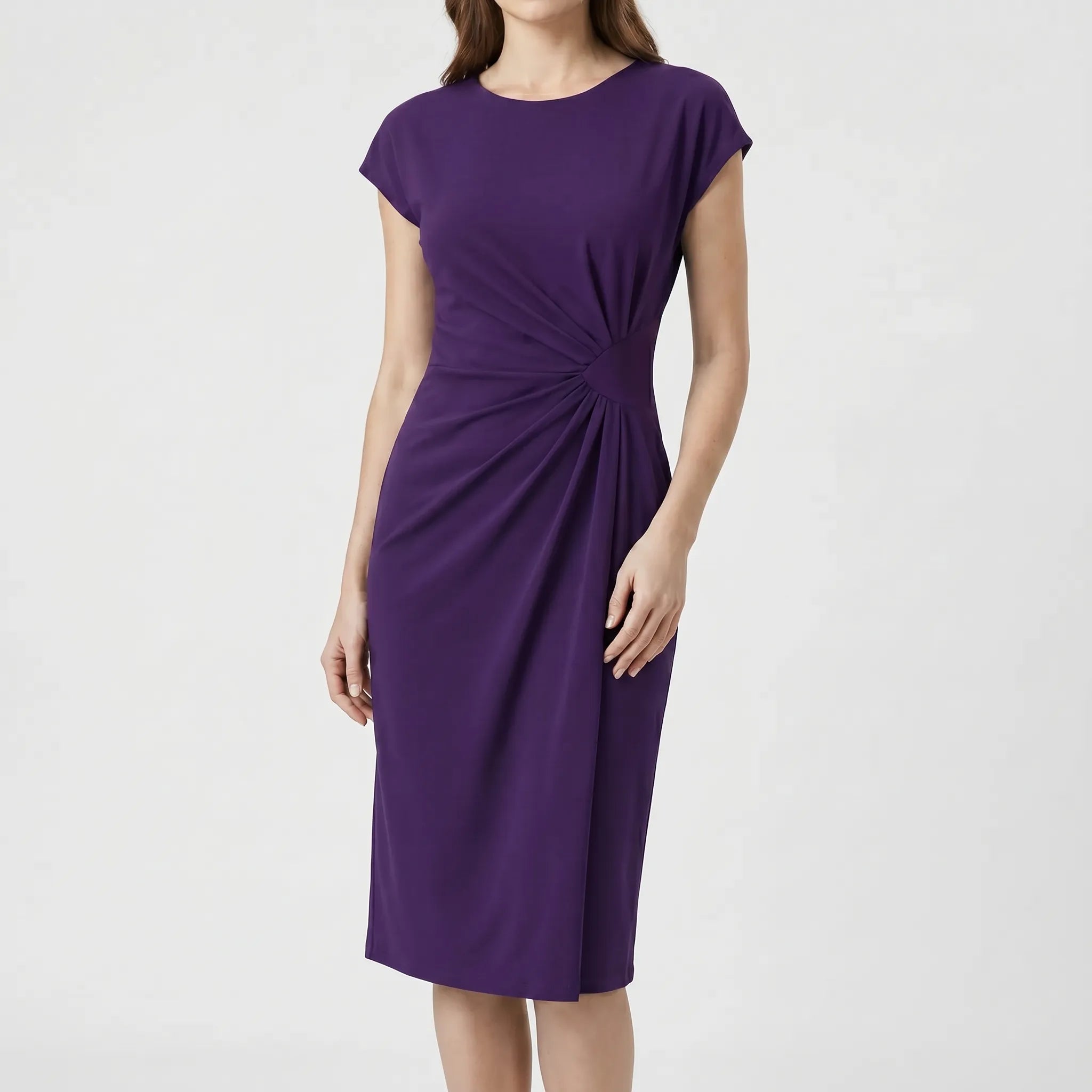 Elegante Midi-Jurk Met Ronde Hals | Navando 