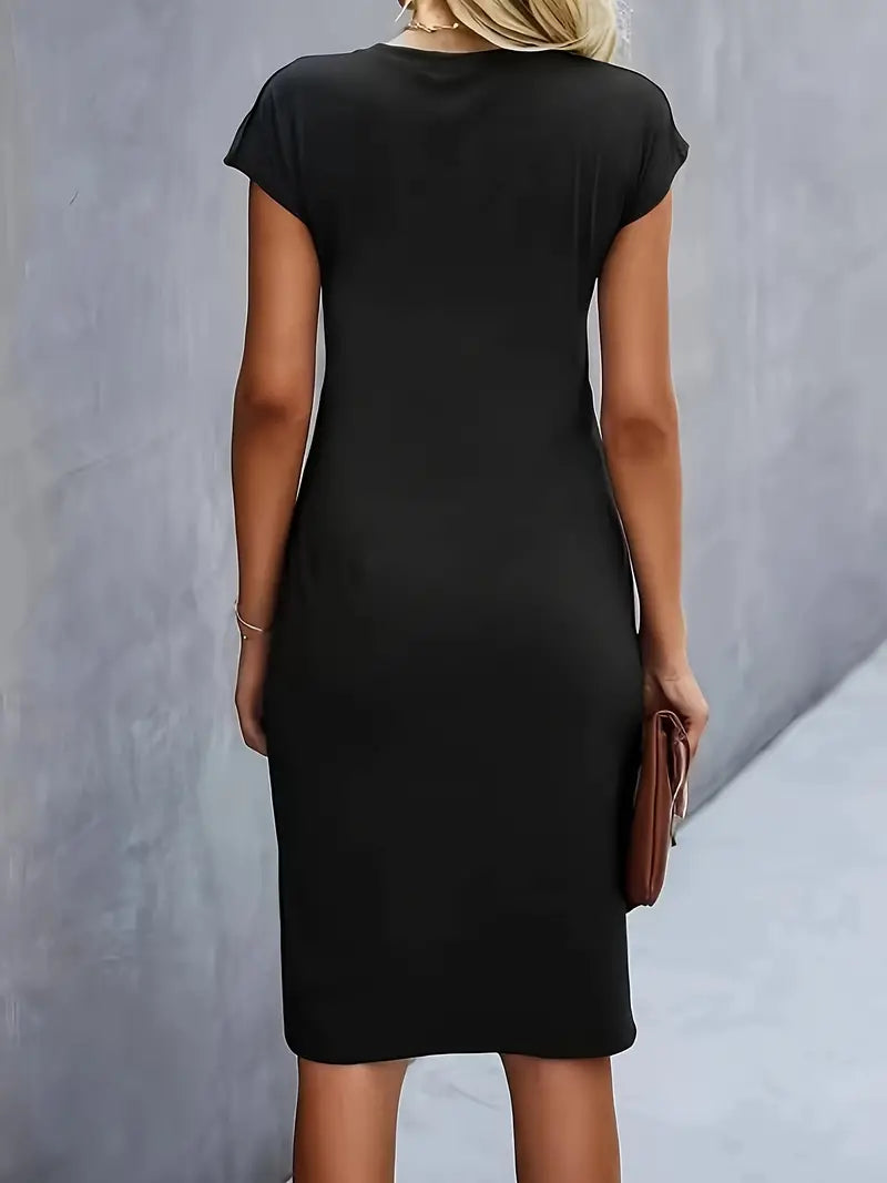 Elegante Midi-Jurk Met Ronde Hals | Navando 