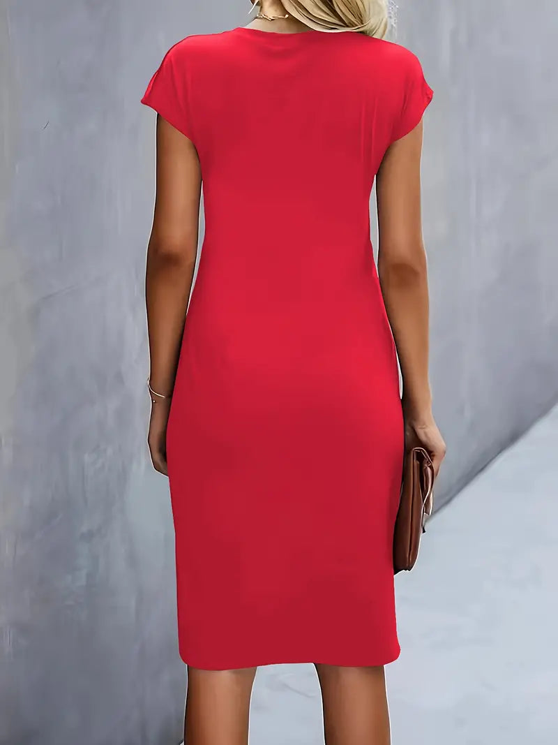 Elegante Midi-Jurk Met Ronde Hals | Navando 