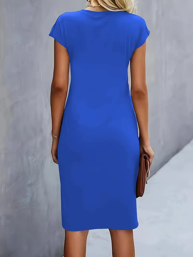 Elegante Midi-Jurk Met Ronde Hals | Navando 