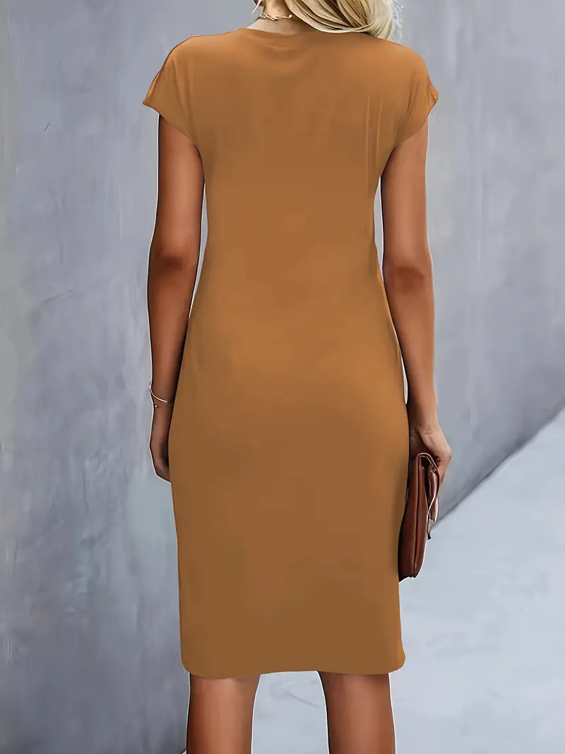 Elegante Midi-Jurk Met Ronde Hals | Navando 