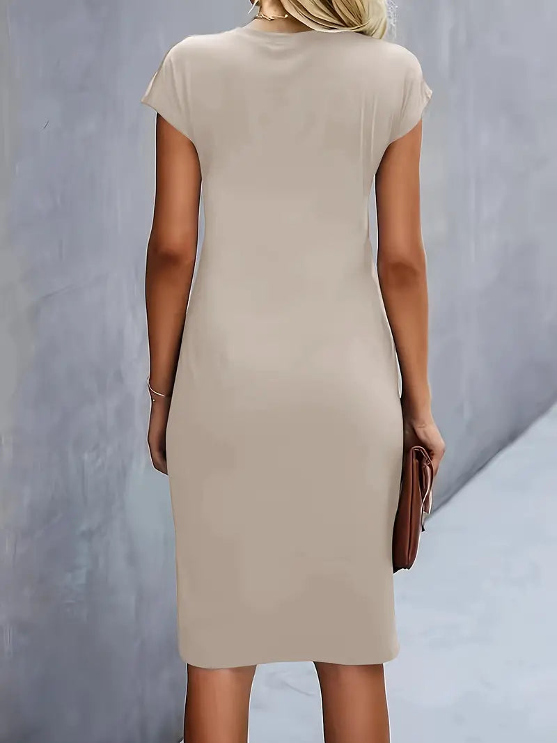 Elegante Midi-Jurk Met Ronde Hals | Navando 