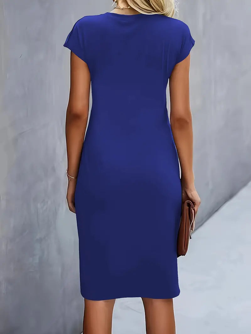 Elegante Midi-Jurk Met Ronde Hals | Navando 