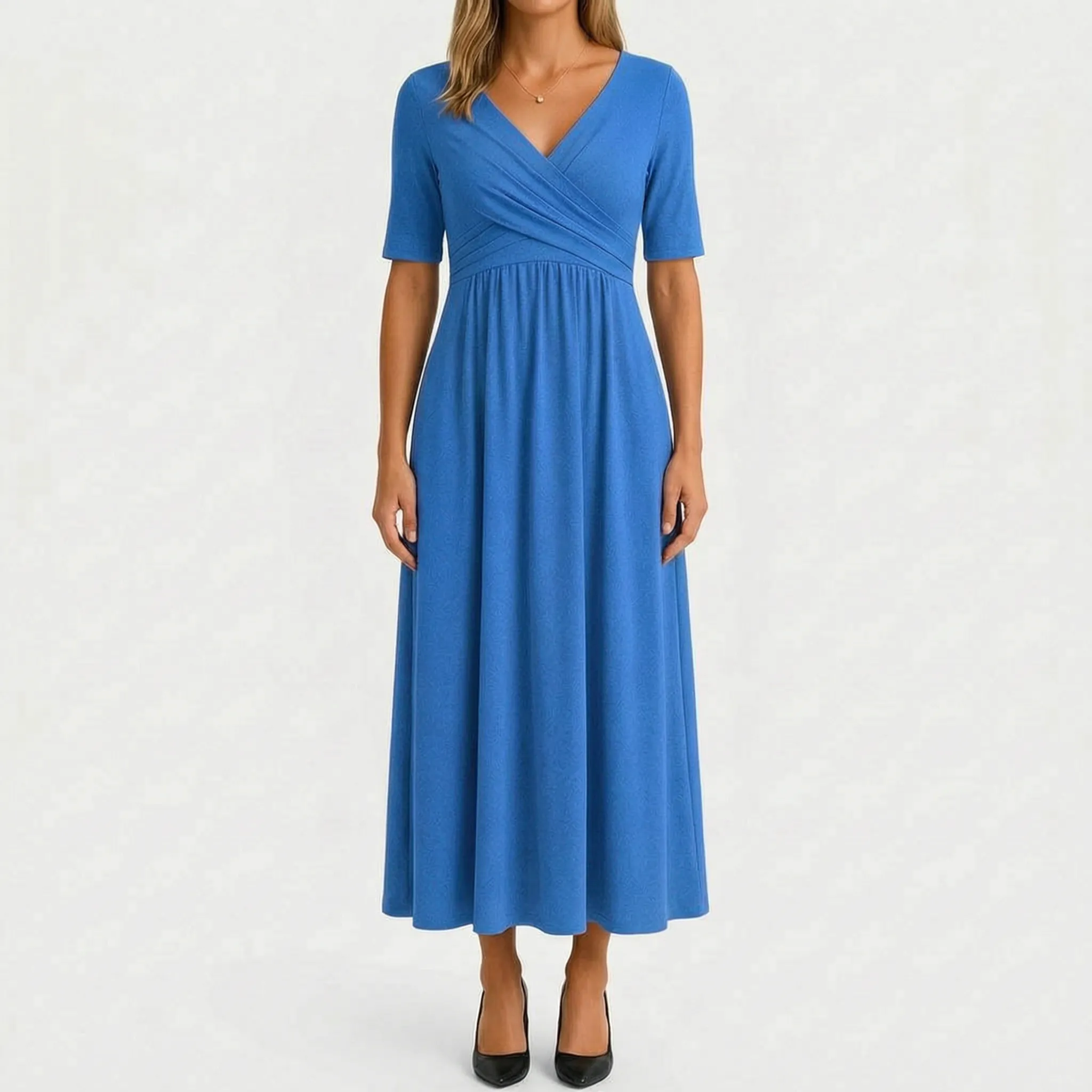 Elegante Midi-Jurk Met V-Hals | Navando 