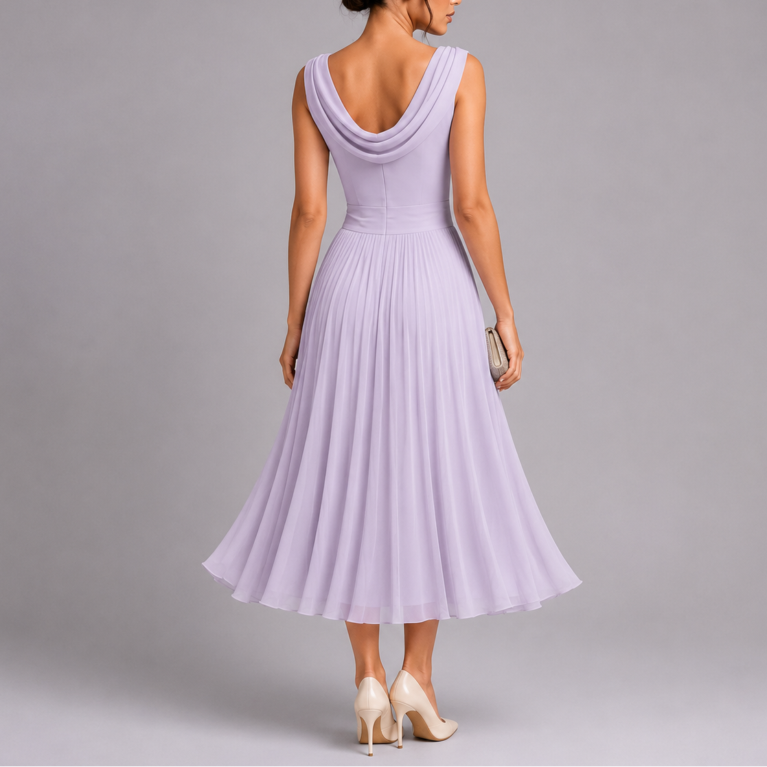 Elegante Mouwloze Geplooide Midi Jurk | Navando 