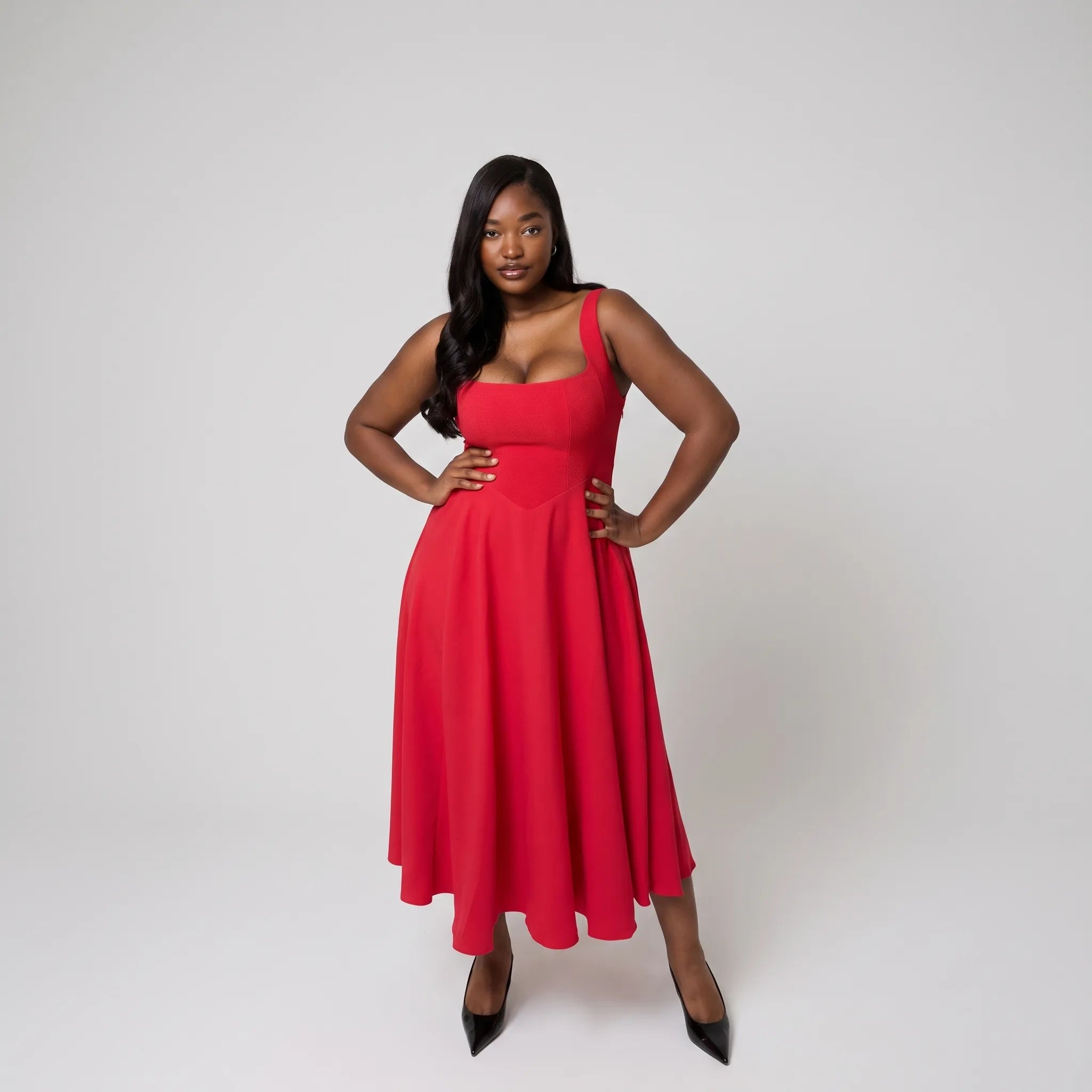 Elegante Mouwloze Midi-Jurk | Navando 