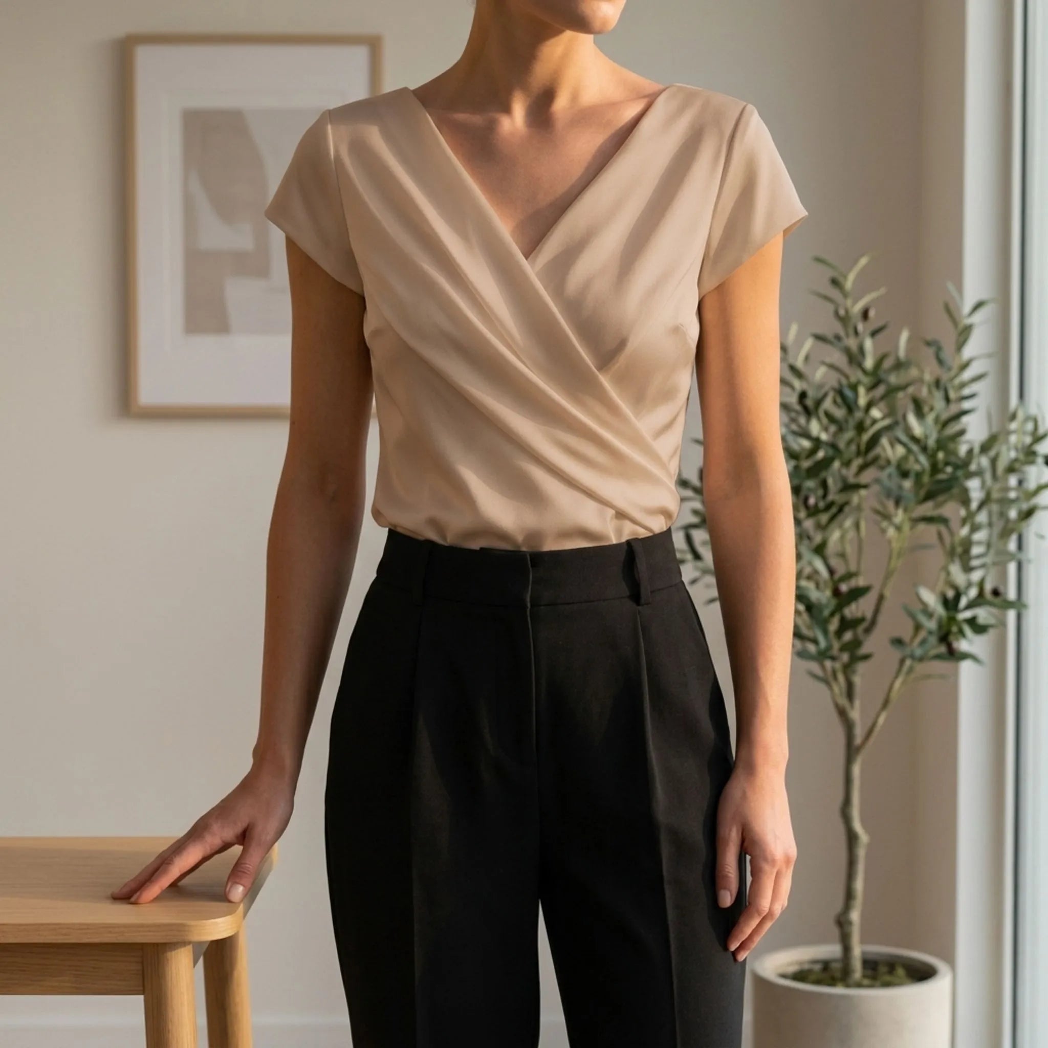 Elegante Overslagtop Met Korte Mouwen | Navando 